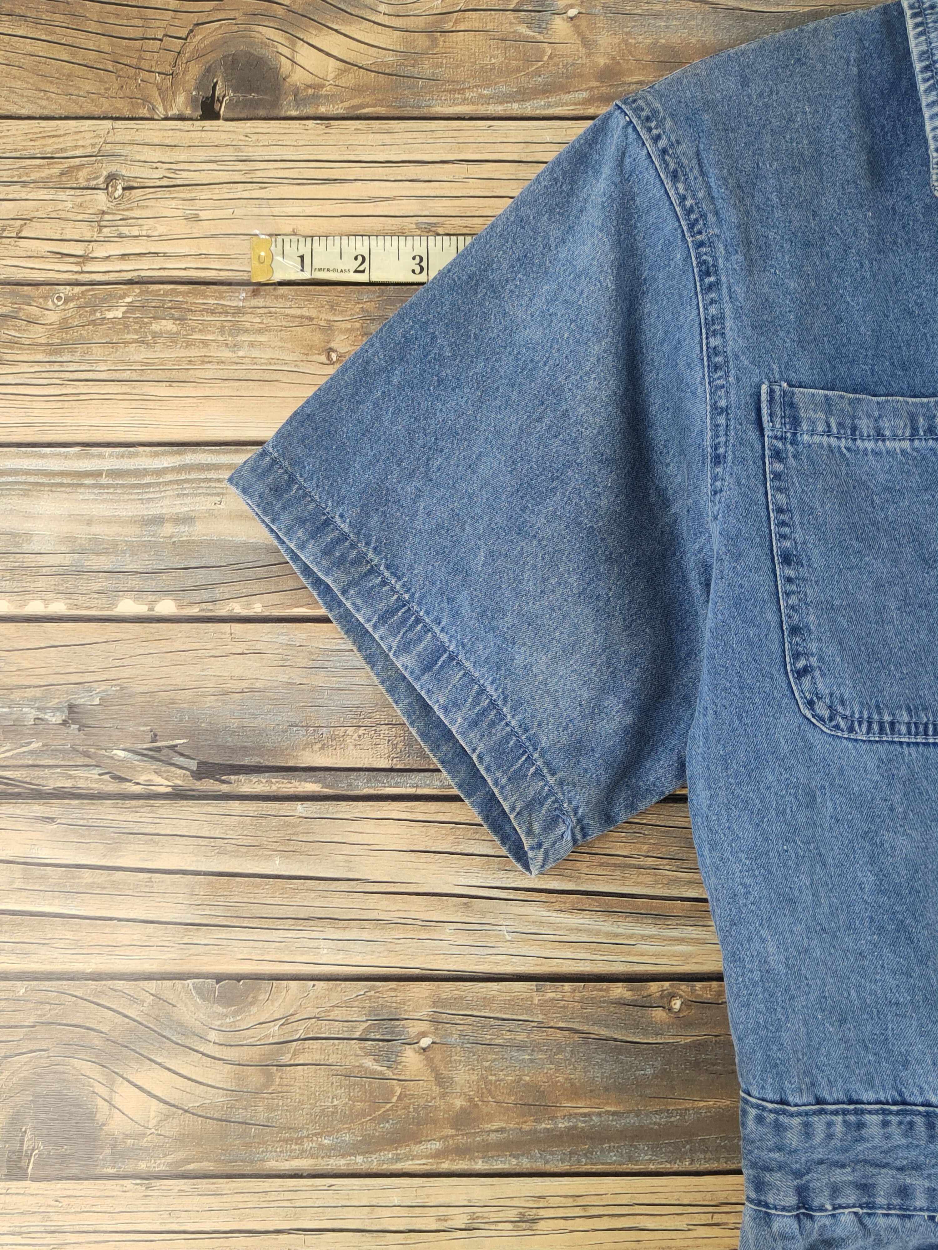 Vintage L.H Studio Blue Denim Short Sleeve Coveralls Size 29" - 5 Thumbnail
