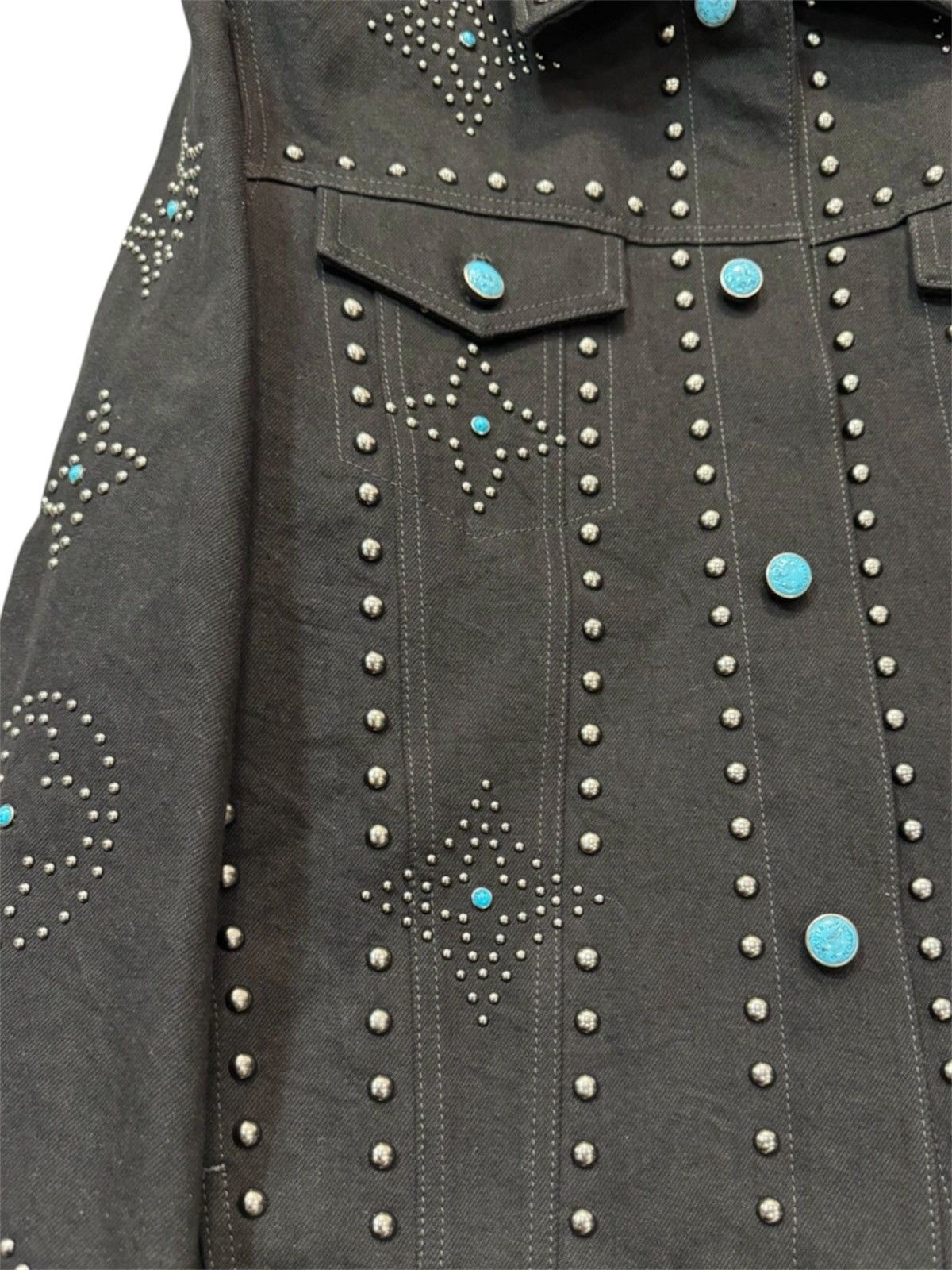 Louis Vuitton Louis Vuitton 52 Turquoise Studded Denim Jacket Black Size US L / EU 52-54 / 3 - 4 Thumbnail