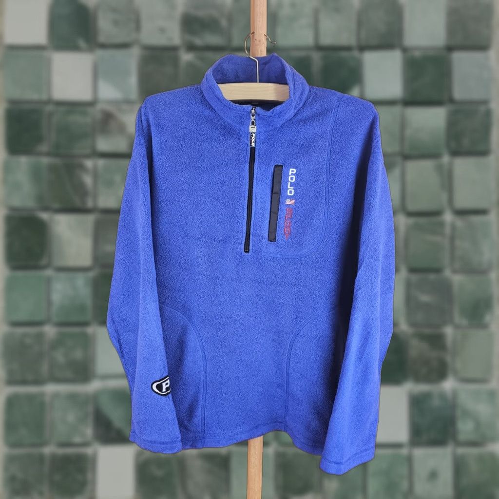 Polo Ralph Lauren VINTAGE Polo Ralph Lauren POLO SPORT Fleece HALF ZIP Pullover XL SZ BLUE Men Sweatshirt 1/4 Zip USA Studious Cross Chest 28IN Cross Shoulder 24IN 90s Size US XL / EU 56 / 4 - 1 Thumbnail