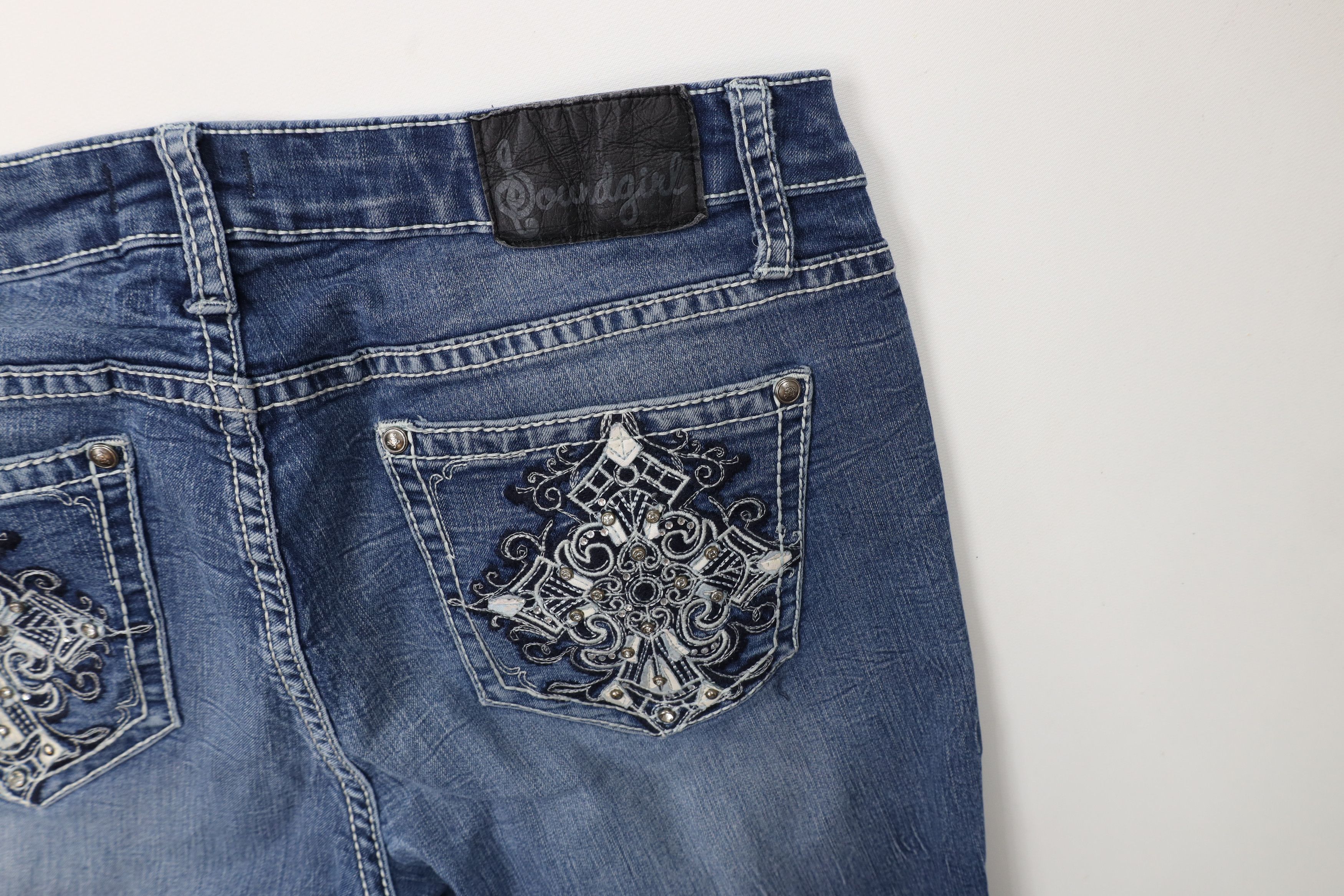 Vintage Vintage 90s Y2K Babydoll Sequin Heart Cross Flared Jeans Size 28" / US 6 / IT 42 - 14 Thumbnail