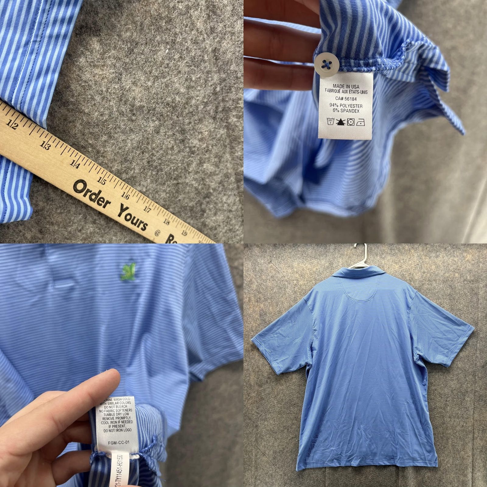 Vintage Fairway & Greene Polo Shirt Men XXL Blue Striped Subtle Logo Short Sleeve Button Collar Polo Golf Shirt Size US XXL / EU 58 / 5 - 8 Thumbnail