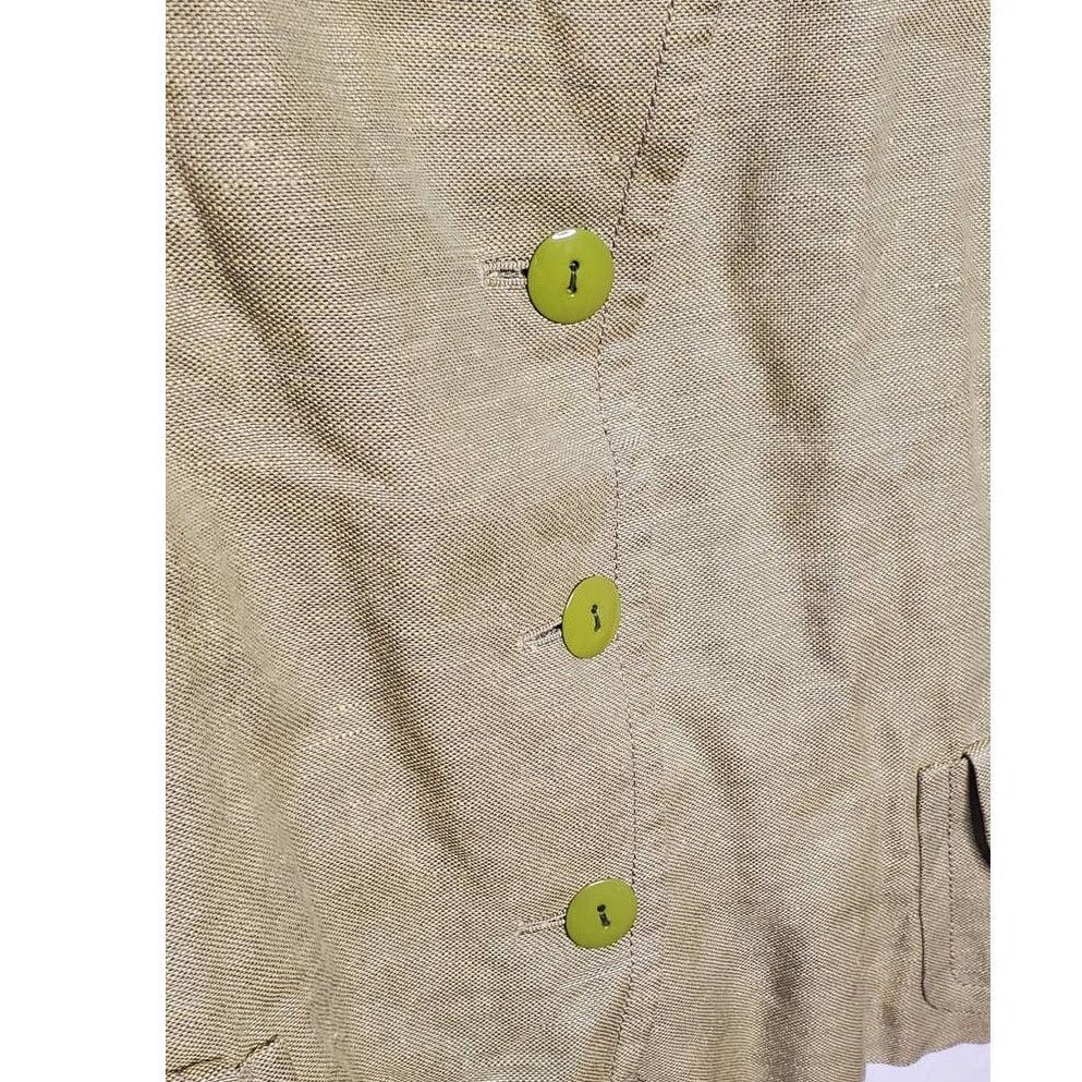 Akris AKRIS Designer Classic Green Linen & Silk Blend Blazer Size L / US 10 / IT 46 - 7 Thumbnail