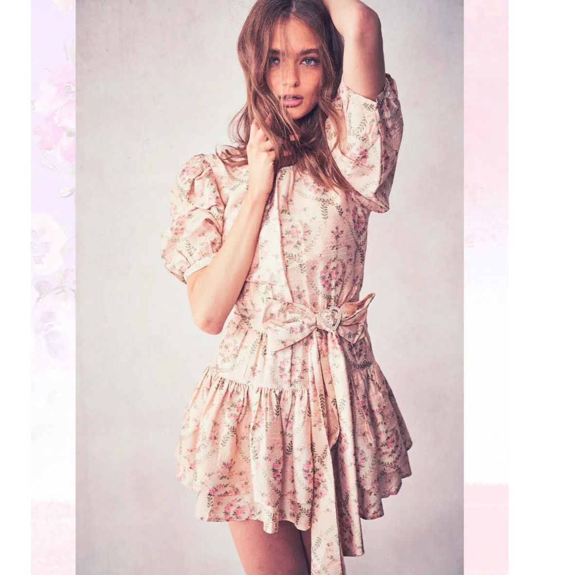 LoveShackFancy LoveShackFancy Pearla Floral Silk Mini Dress rose Size 0 Size XS / US 0-2 / IT 36-38 - 1 Thumbnail