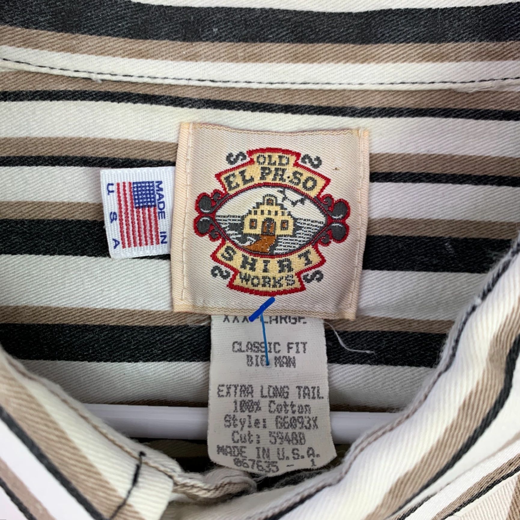Vintage VINTAGE El Paso Shirt Works Striped Rodeo Western Pearl Snap Shirt 3X Long 1980s Ivory Cotton Big & Tall Mens/Unisex Size US XXL / EU 58 / 5 - 2 Thumbnail