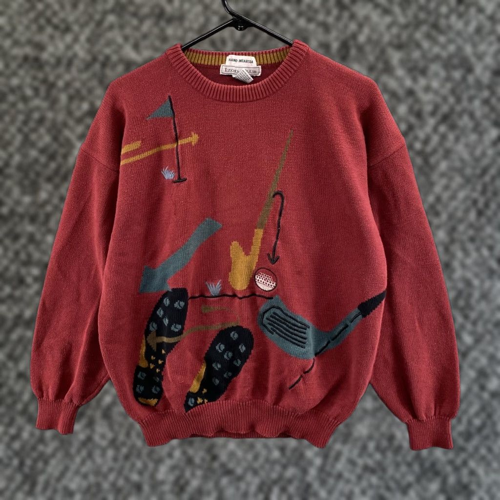Izod VINTAGE Izod Sweater Large Red Pullover Crew Knit 90 Graphic Size US L / EU 52-54 / 3 - 1 Thumbnail