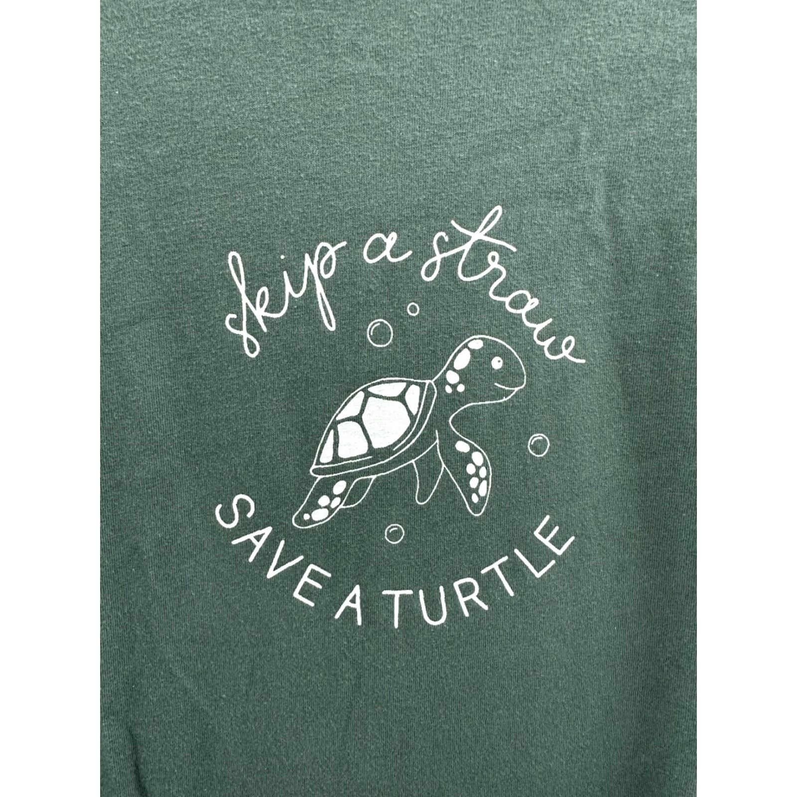 Next Level Next Level Womens T-Shirt Medium Save the Turtle Green Graphic Tee Short Sleeve Catfish? Size M / US 6-8 / IT 42-44 - 3 Thumbnail