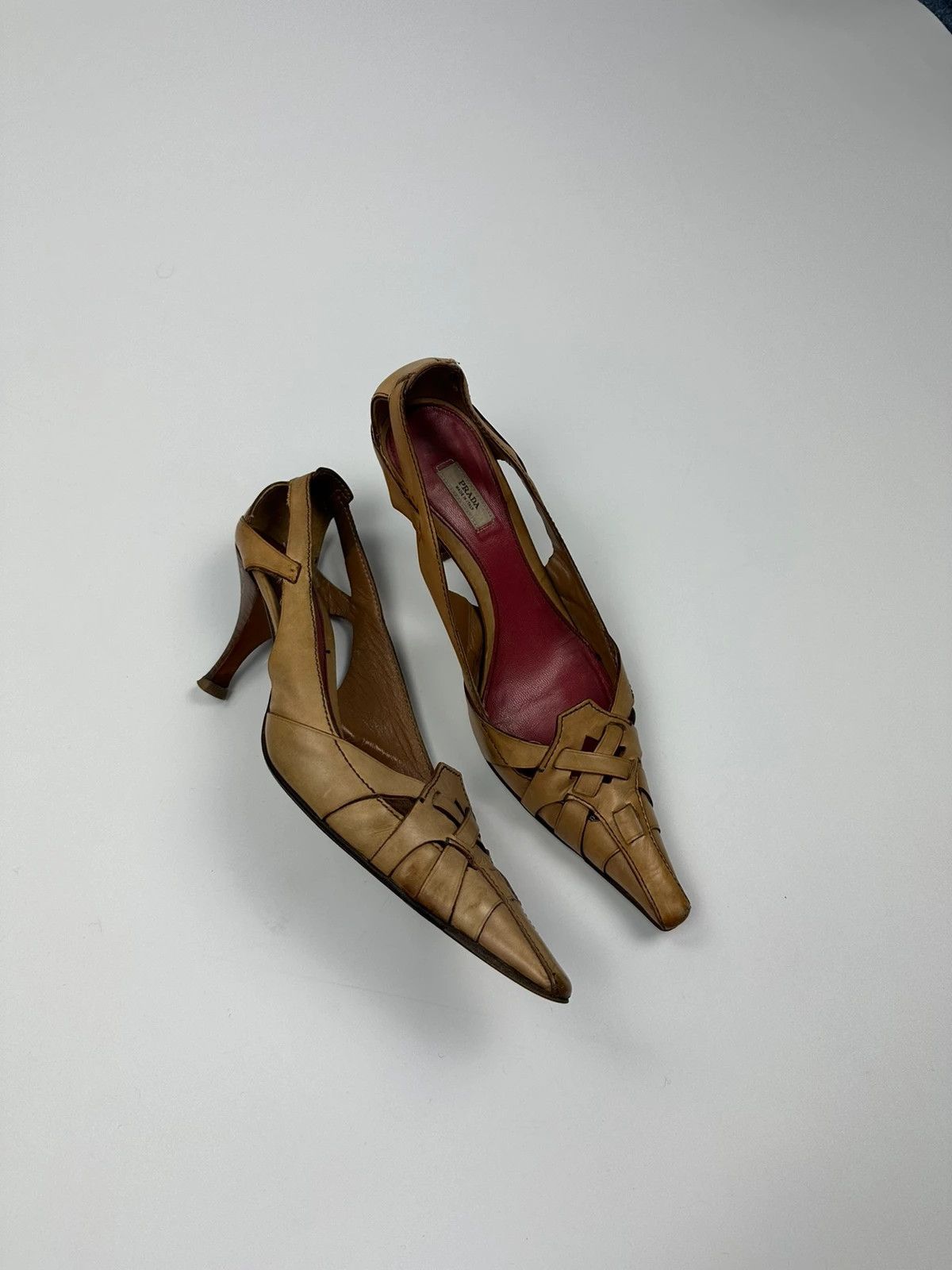 Prada Prada Milano Beige Leather Pumps Heels Pointy Toe Size US 6 / IT 36 - 1 Thumbnail