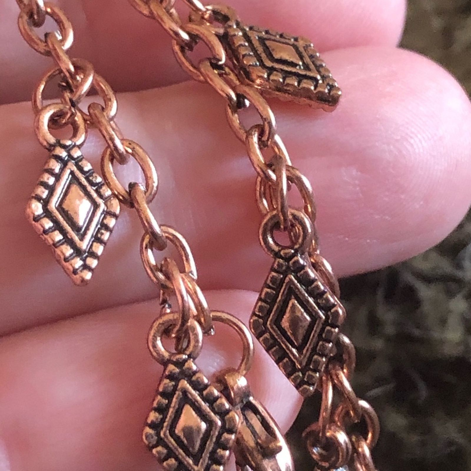 Jewelry Copper plated link bracelet diamond shape charms Size ONE SIZE - 5 Thumbnail