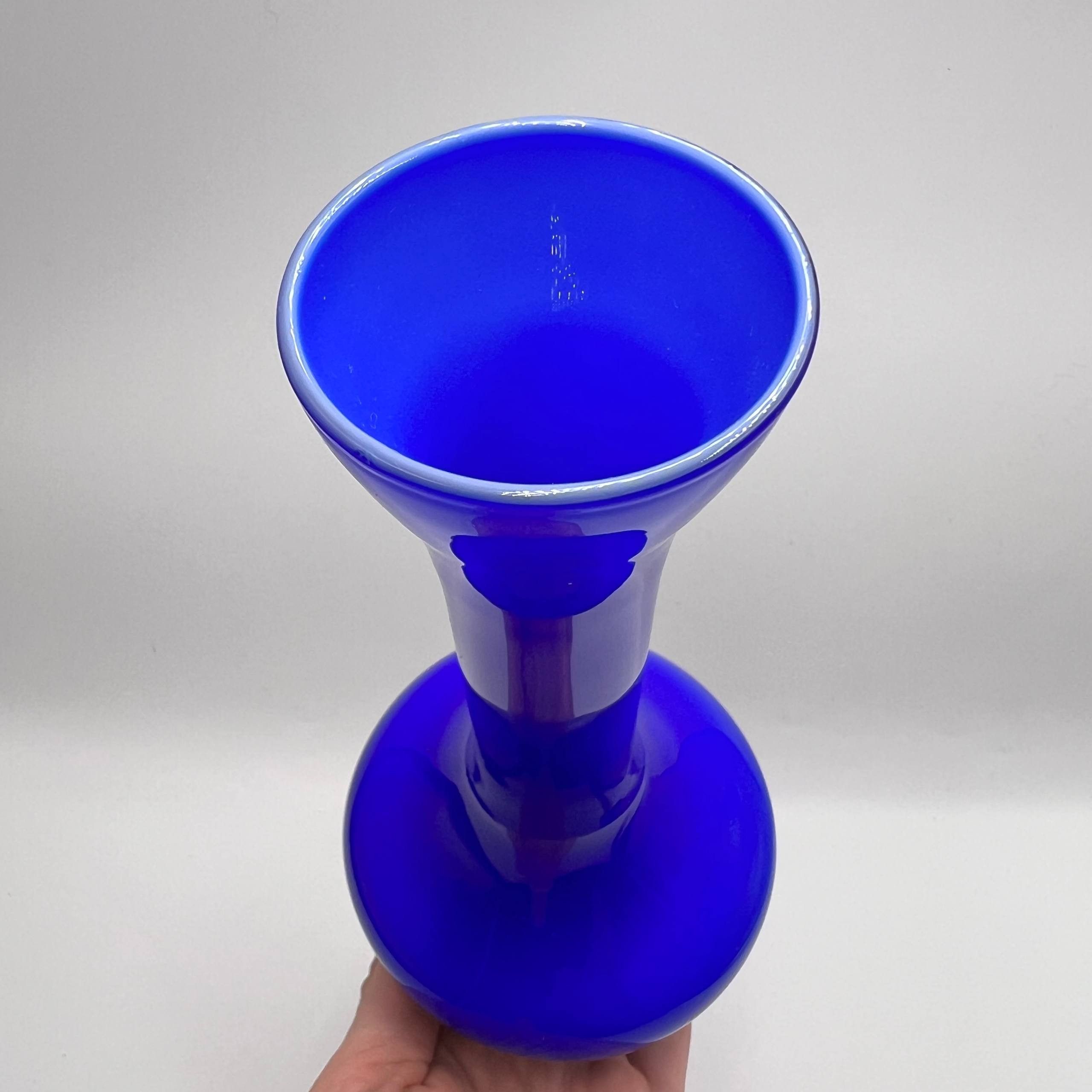 Vintage Vintage Cobalt Blue Glass Vase 21 cm – Ukrainian Art Glass Size ONE SIZE - 2 Thumbnail