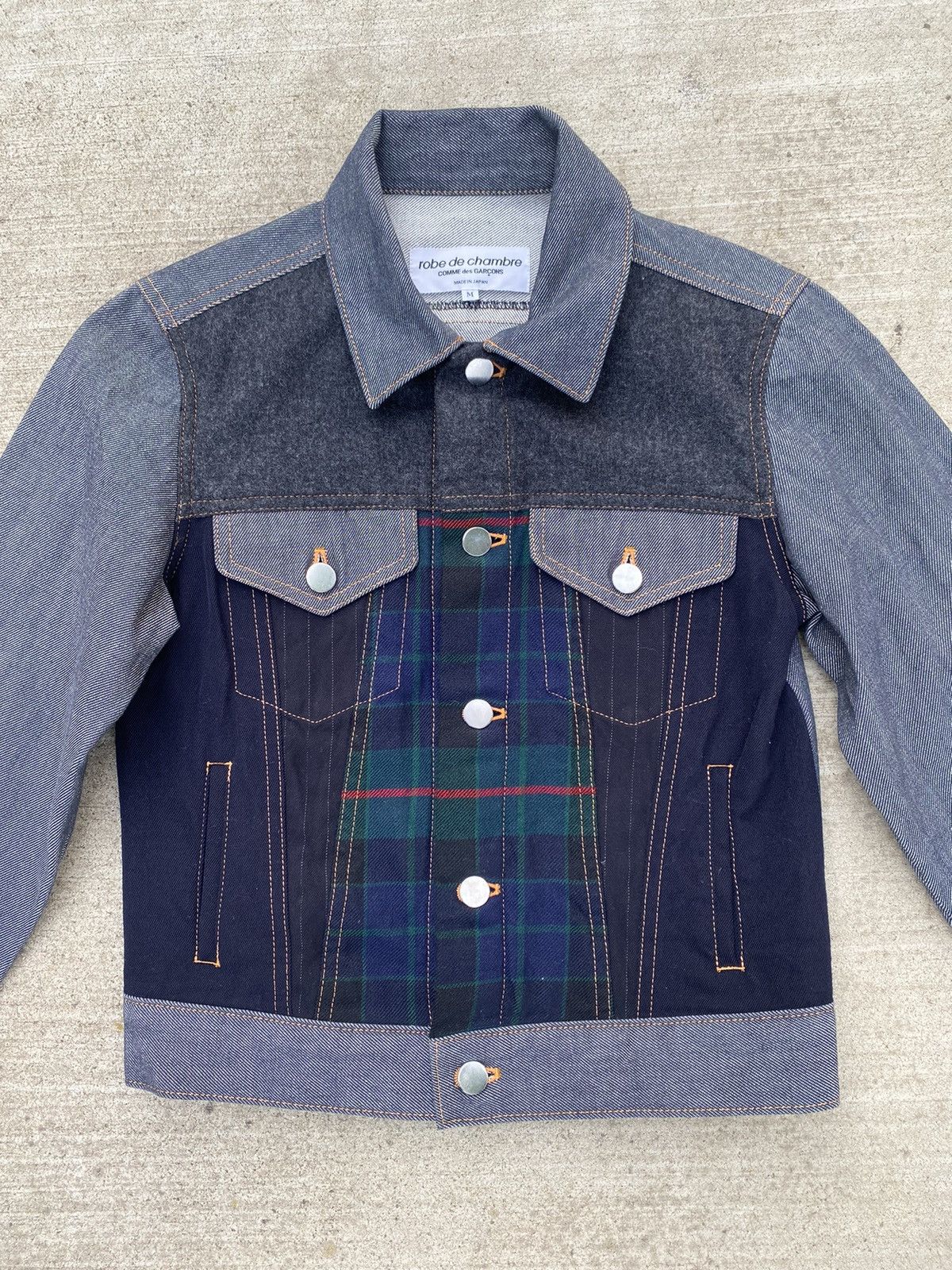 image of Comme Des Garcons Denim Jacket in Grey, Women's (Size Medium)