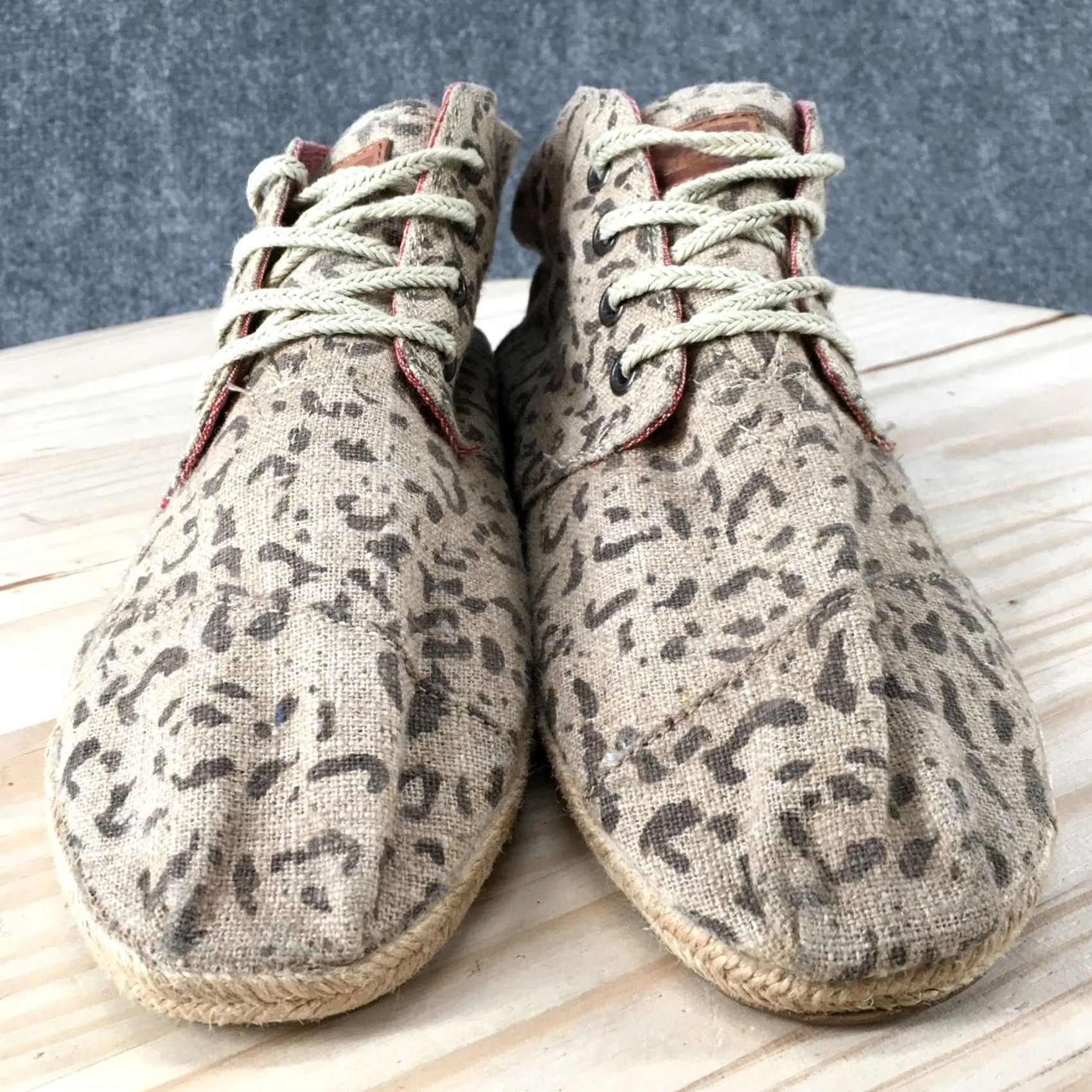 Toms Toms Boots Womens 8 Animal Print Espadrille Desert Bootie Brown Fabric Flats Size US 6 / IT 36 - 7 Thumbnail