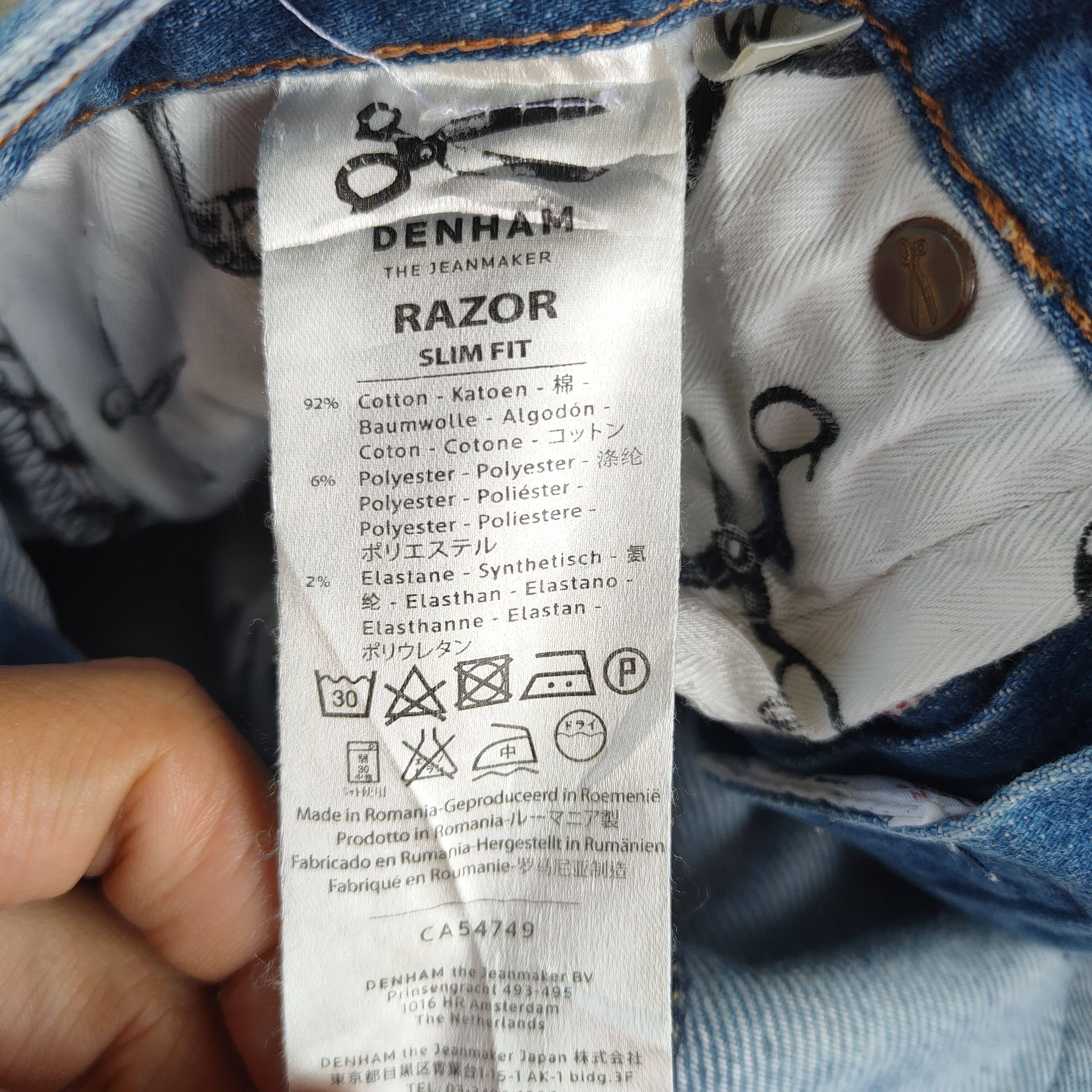 DENHAM VINTAGE DENHAM SKINNY BUTTON FLY FADED RIPPED JEANS PANTS Size US 31 - 16 Thumbnail