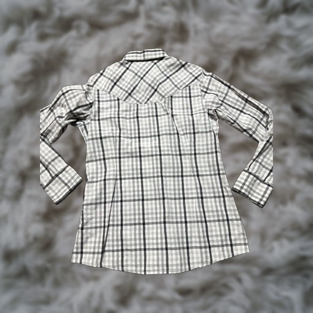 Ariat Ariat Western Cowgirl Women's Shirt Large Gray Plaid Embroidery Snap Size L / US 10 / IT 46 - 1 Thumbnail