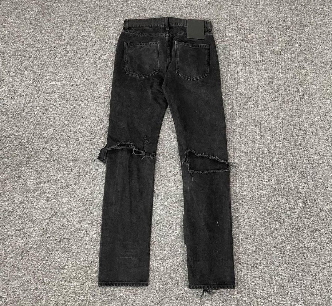 【関税込み】Raf Simons ブラック ダブル デストロイドジーンズ Raf Simons Destroyed Jeans デストロイ30
