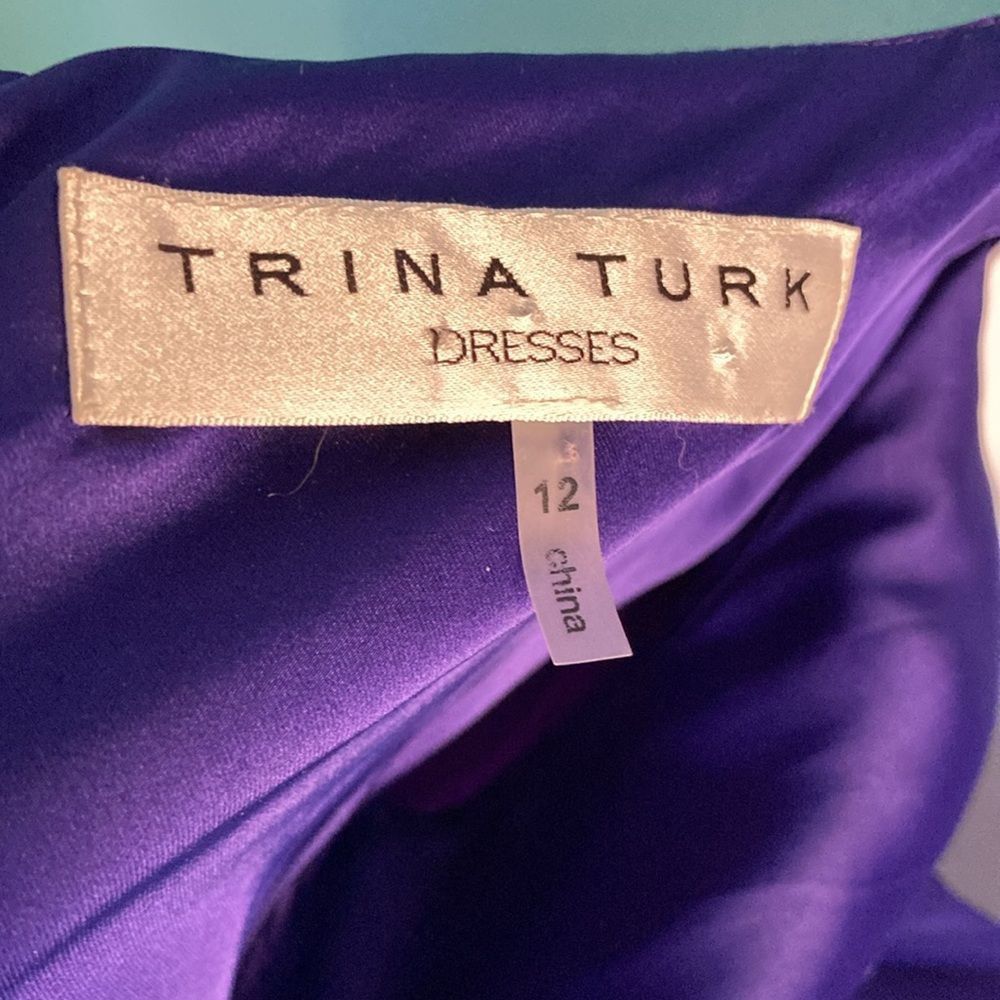 Trina Turk Trina Turk Womans Purple Silk Drape Neck Dress Size 12 Beade Size XL / US 12-14 / IT 48-50 - 12 Thumbnail
