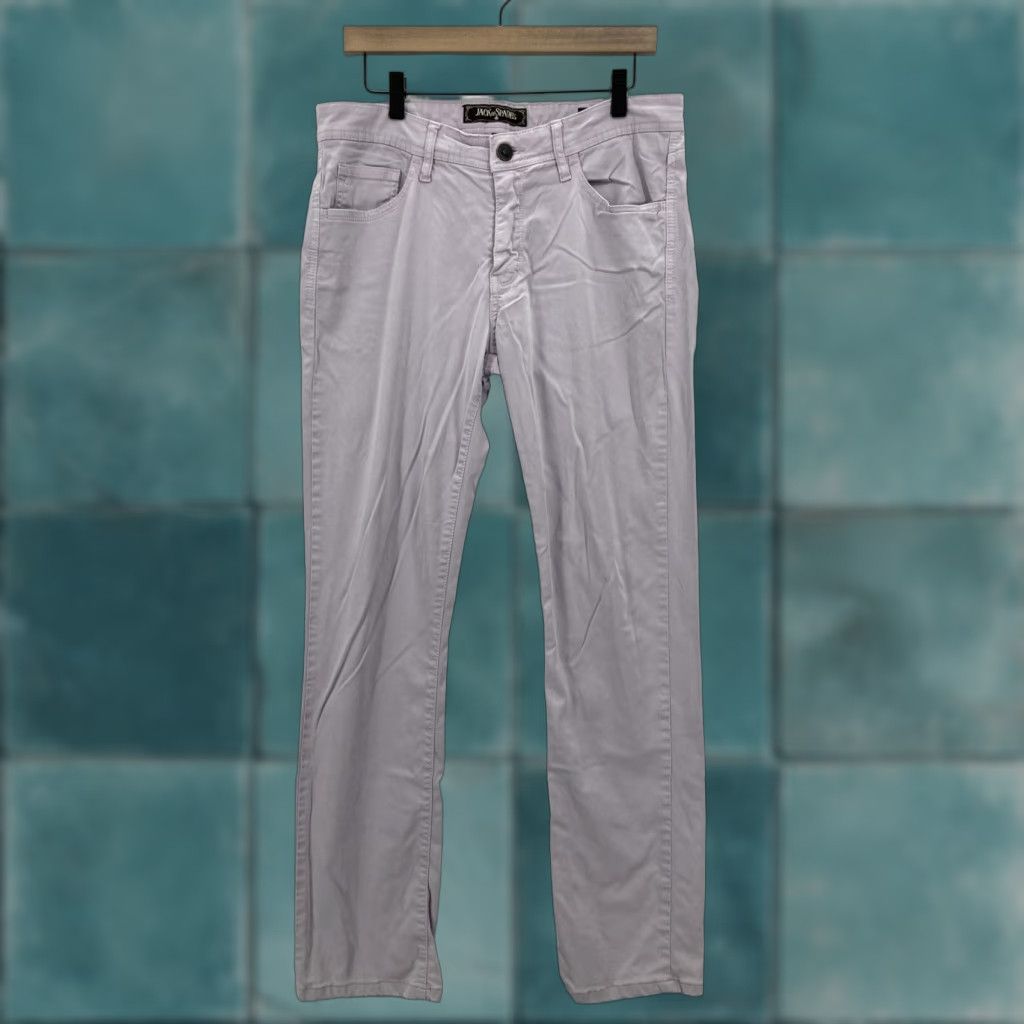 Vintage Jack of Spades Pants Mens 33x32 Lavender Straight Leg Stretch 5 Pocket Twill Size US 33 - 1 Thumbnail