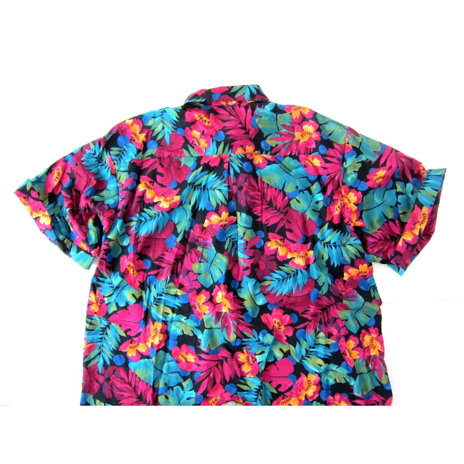 Pinko Vtg A.S. Elliot Blouse Floral Button Down Short Sleeve Pink 24W Rayon Plus Ladies Shirt Size 4XL / US 24-26 - 6 Thumbnail