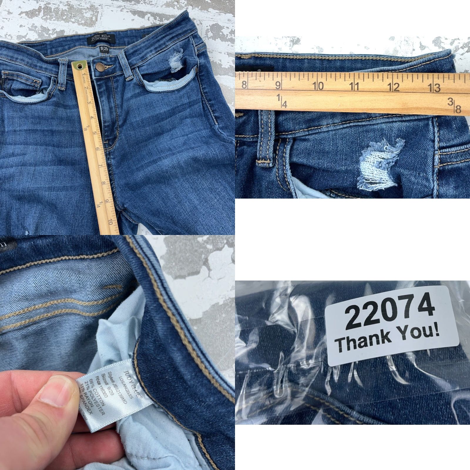 Vintage Judy Blue Jeans Women 29 Skinny Distressed Holes Med Wash Stretch Jeans Blue 5-Pocket Design Mens? Size 29" - 9 Thumbnail
