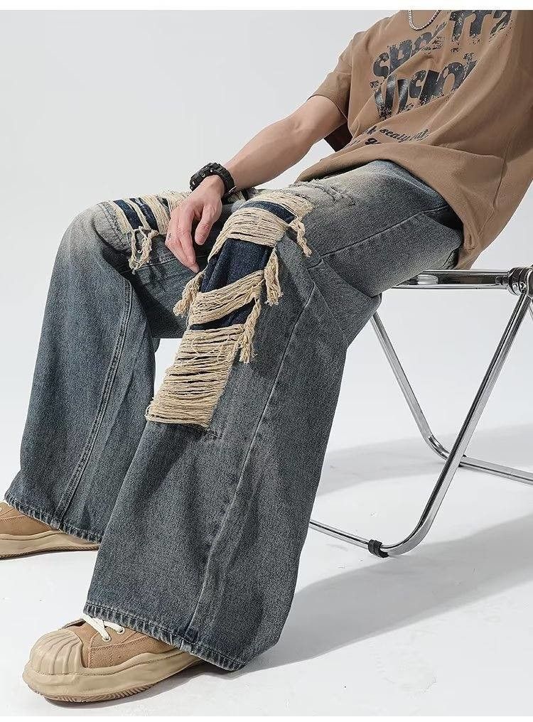 Japanese Brand × Jean Vintage Loose Holes Spliced Jeans Size US 29 - 6 Thumbnail