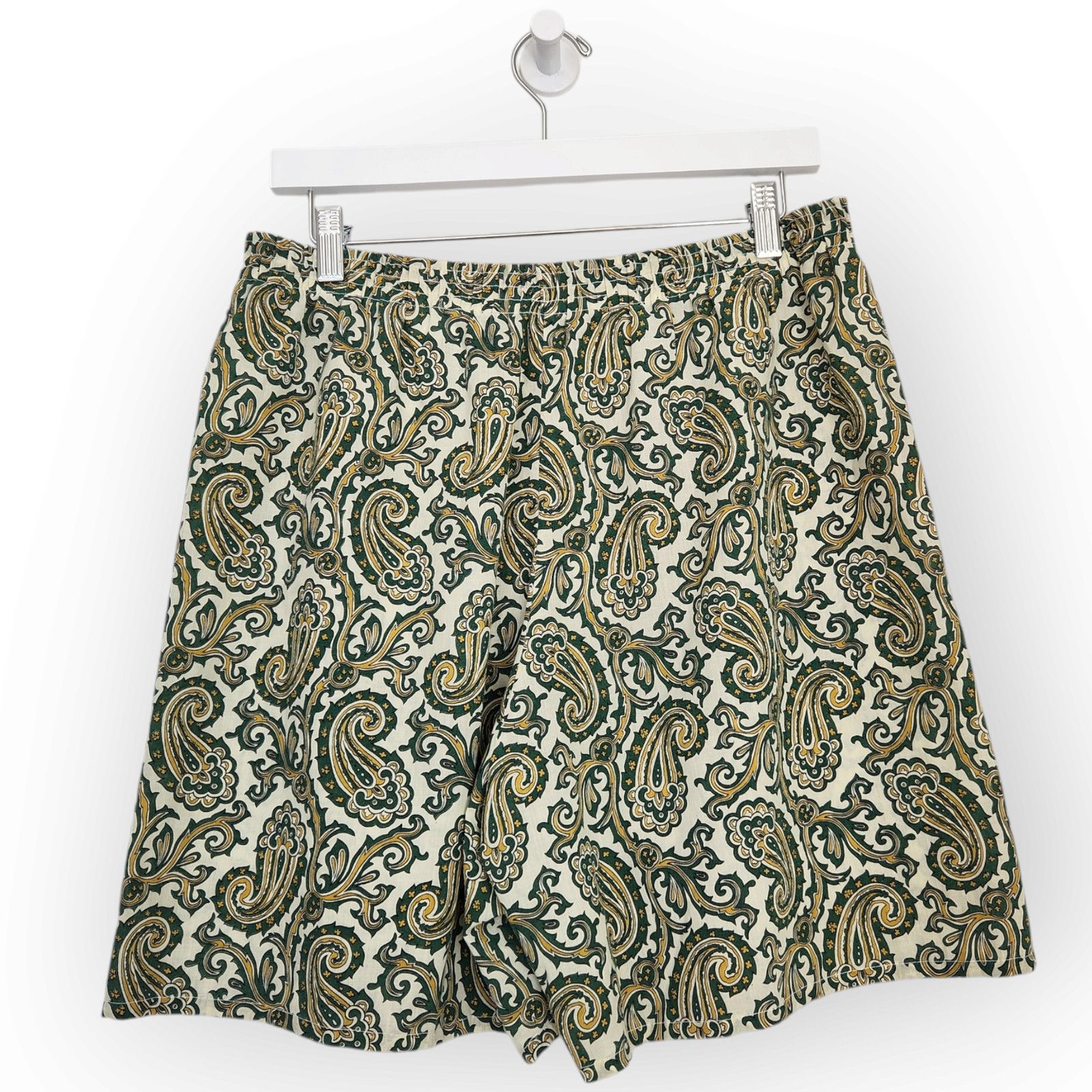 Vintage Vintage High Waisted White Green Yellow Paisley Shorts M L Size 30" / US 8 / IT 44 - 5 Thumbnail
