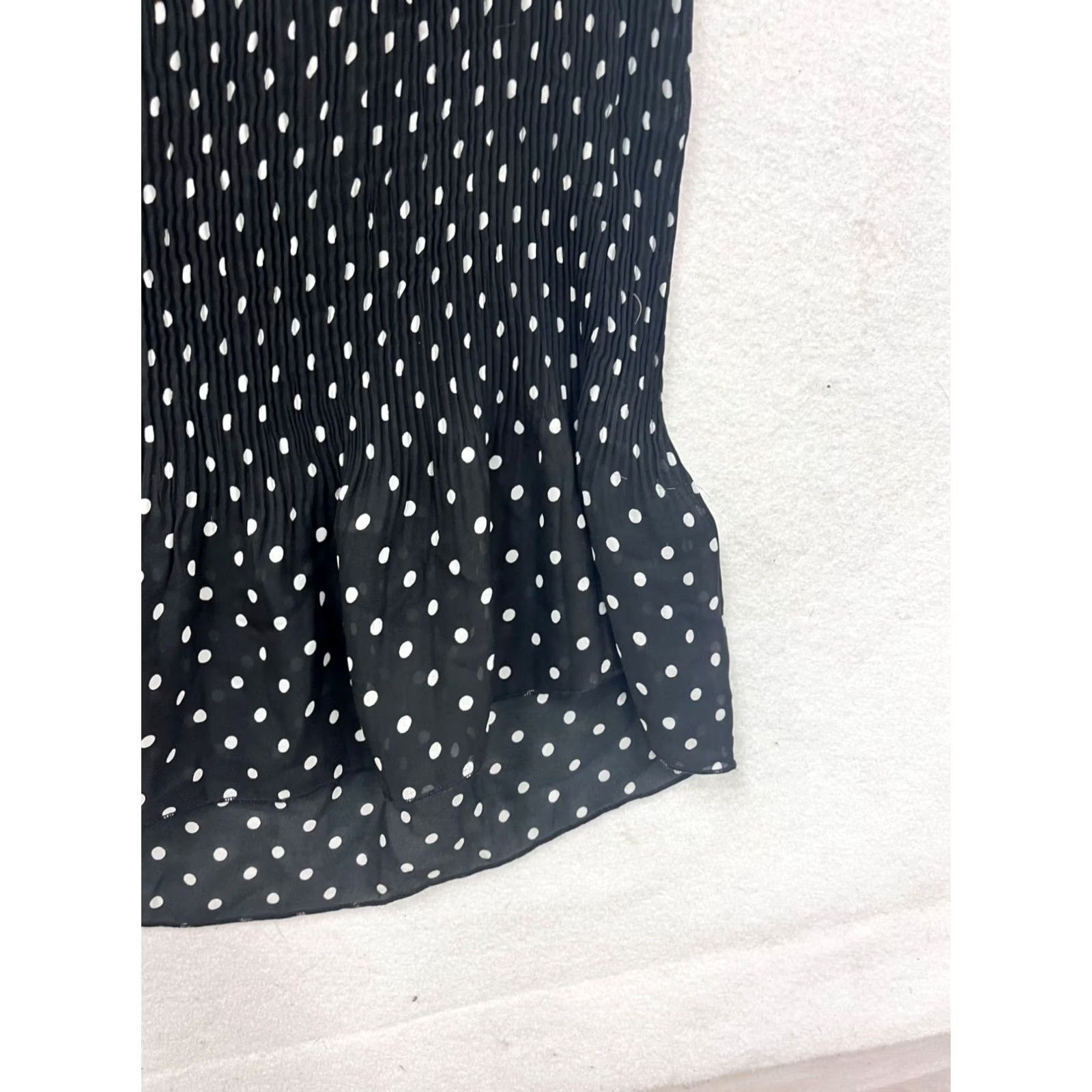 Vintage Jaipur Blouse Womens M Black Polka Dot Blouse Shirt Top Ruffled Sleeve Scoop Neck 8883 Size M / US 6-8 / IT 42-44 - 5 Thumbnail