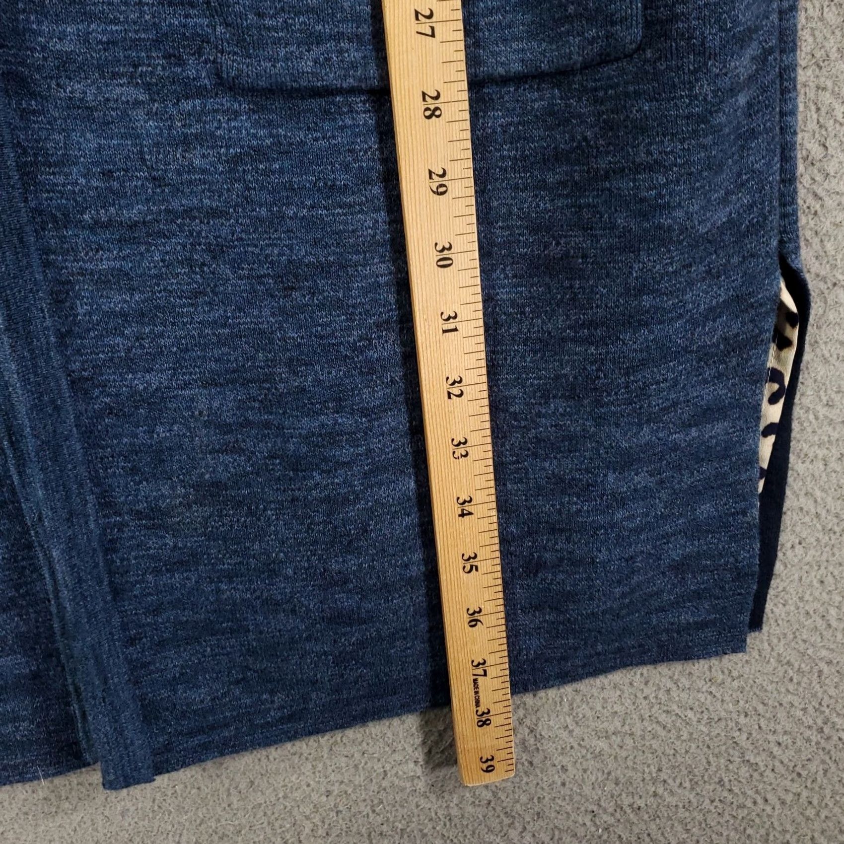 Vintage Chico's Cardigan Womens L Blue Open Front Longline Duster Trim V-Neck Pocket Knit Warm Casual Winter Fall Spring Size L / US 10 / IT 46 - 4 Thumbnail