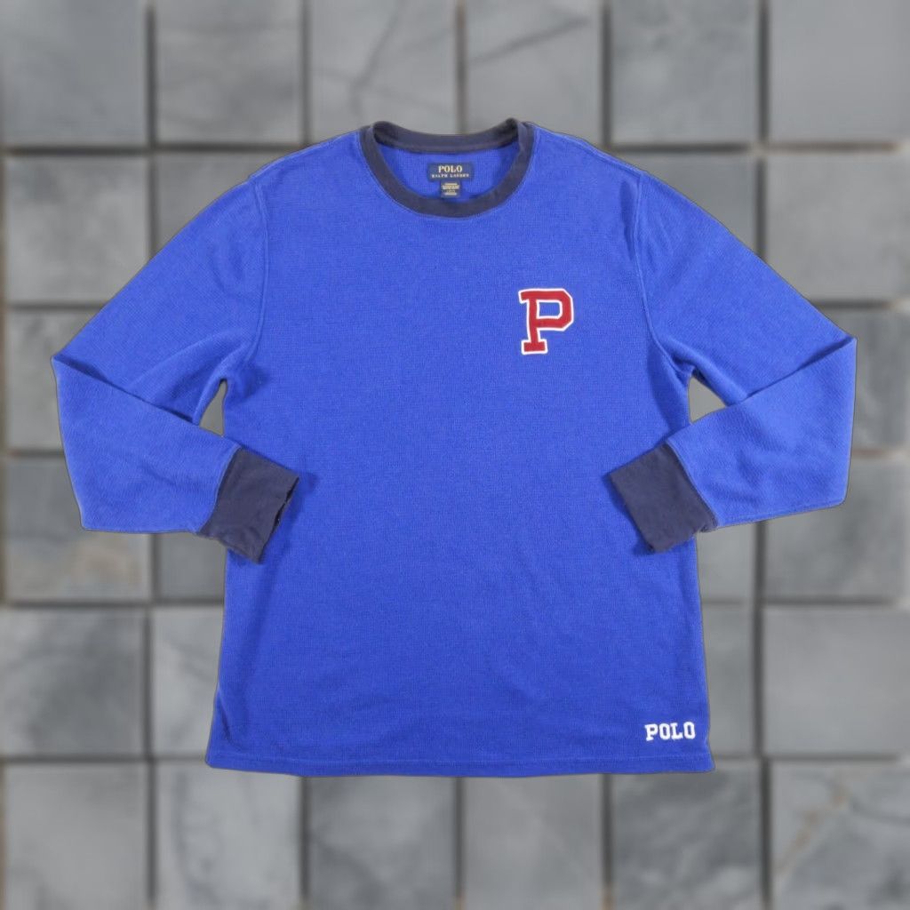 Polo Ralph Lauren Polo Ralph Lauren Shirt Adult Large Blue Long Sleeve Waffle Knit Sleepwear Cotton Polyester Logo Mens Size US L / EU 52-54 / 3 - 1 Thumbnail