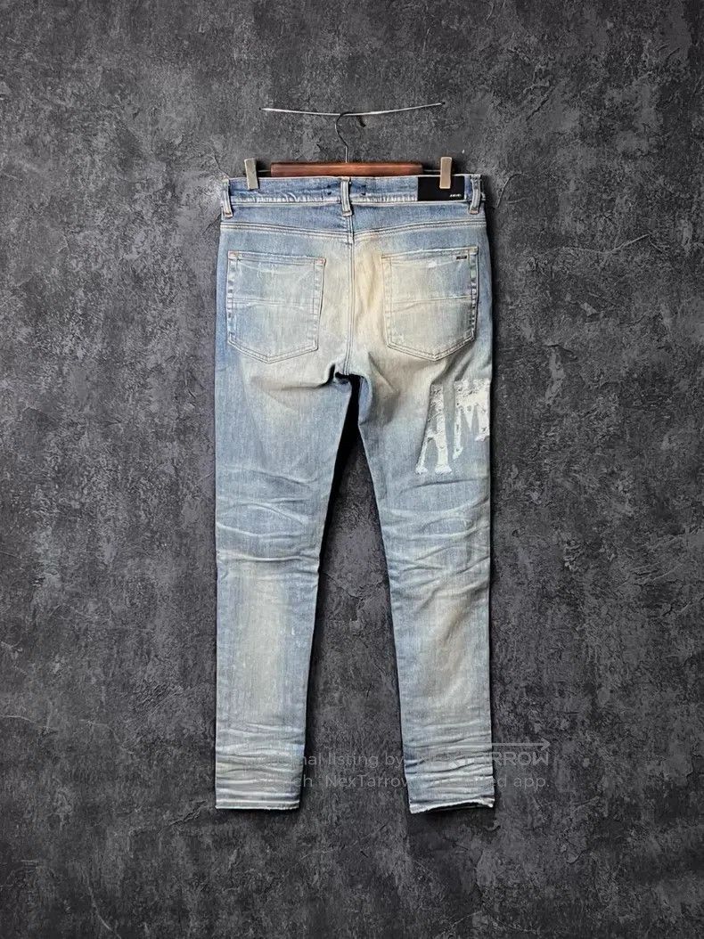 Amiri Amiri Size 33 Blue hole-in-the-elbows jeans Size US 33 - 2 Thumbnail