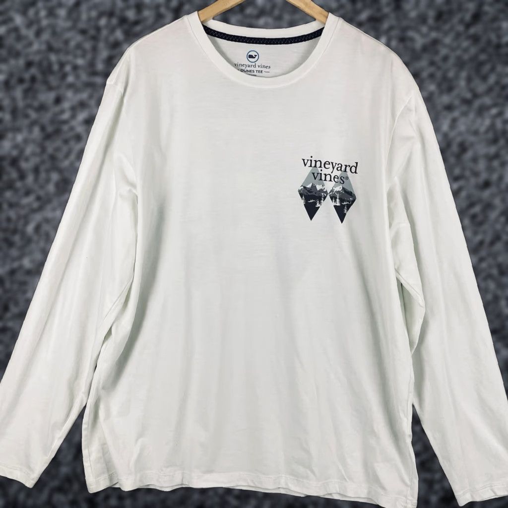 Vineyard Vines Vineyard Vines Shirt Mens XL White Dune Experts Only Mountain Long Sleeve F212 Size US XL / EU 56 / 4 - 1 Thumbnail