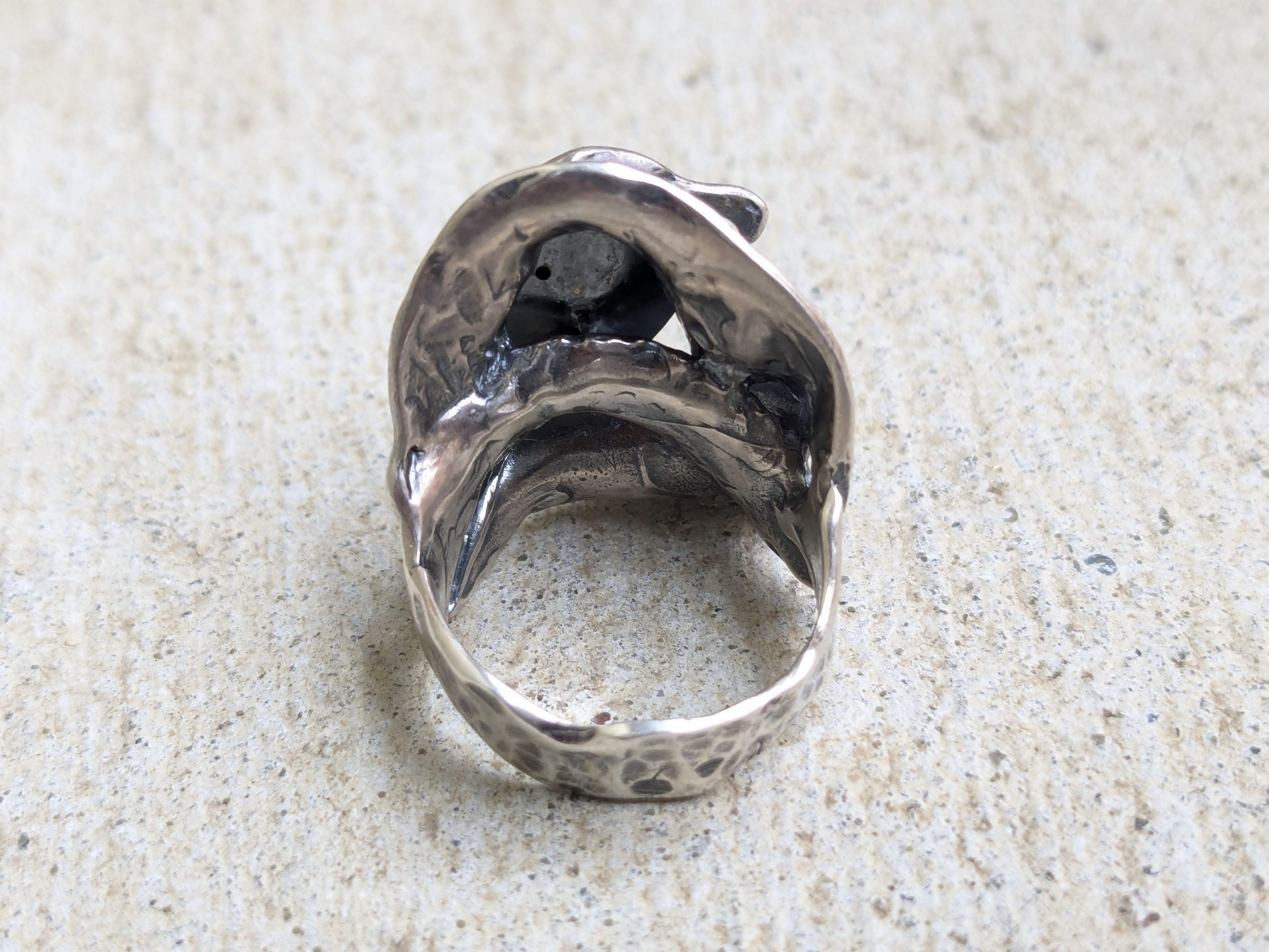 Jewelry Vintage Sterling Silver Ring Pearl 8 Modern Abstract Size ONE SIZE - 6 Thumbnail