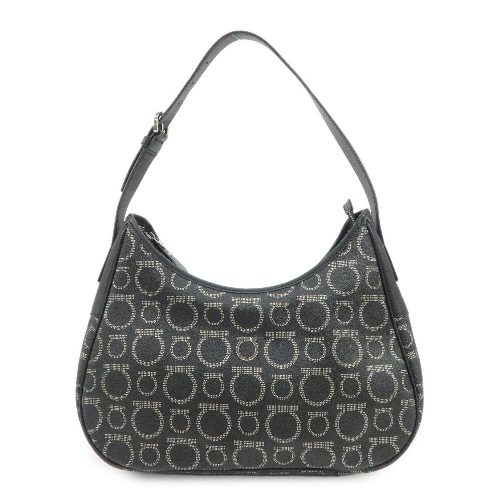 Salvatore Ferragamo Ferragamo Gancini PVC Leather Shoulder Bag Black Size ONE SIZE - 1 Thumbnail
