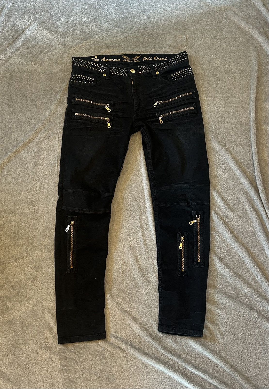 Robins Jeans Robins jeans “new biker” fully loaded with black wings Size US 36 / EU 52 - 1 Thumbnail