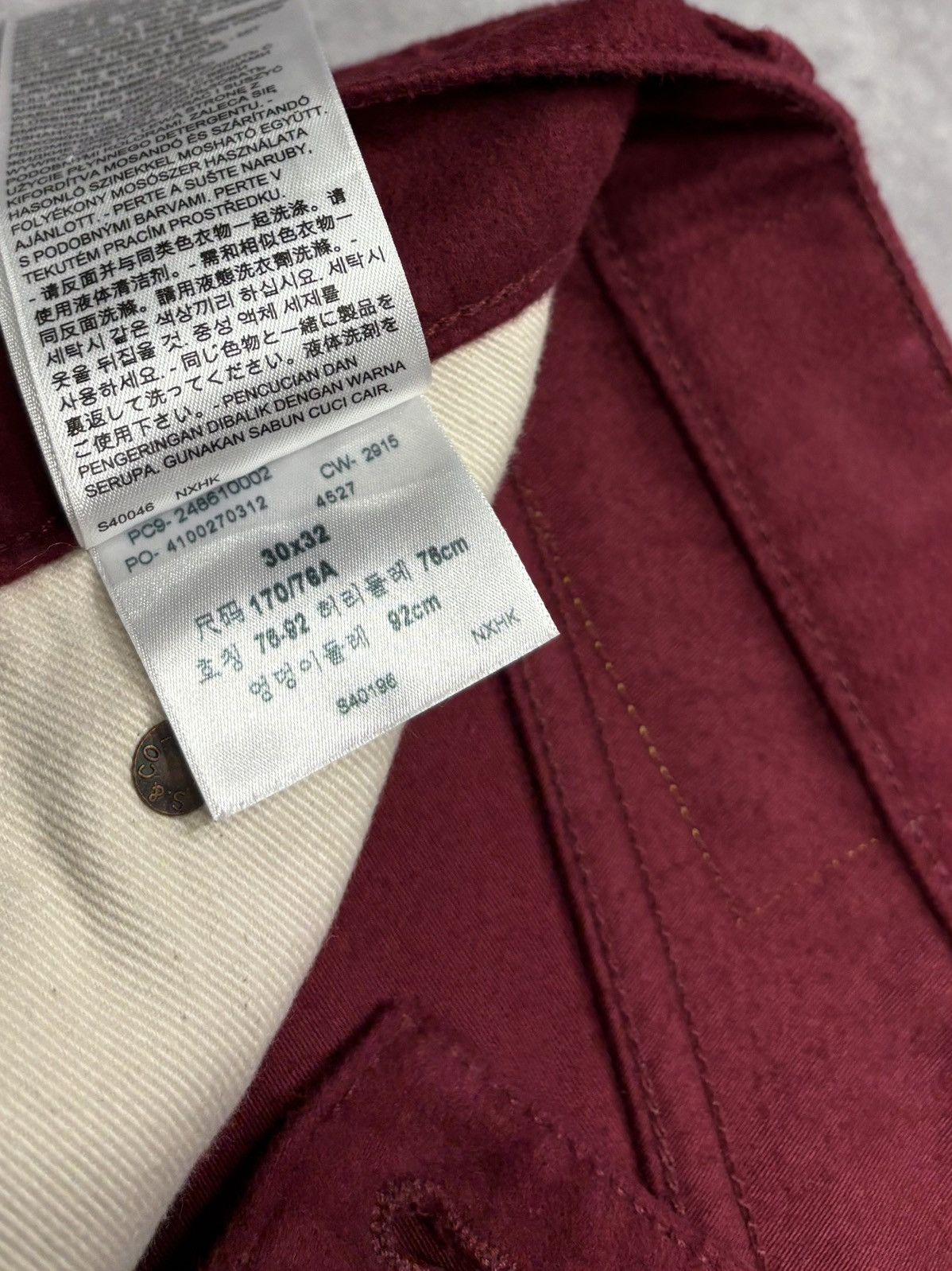 Levi's × Supreme Supreme Levi’s Moleskin 505 Jeans Burgundy (FW15) Size US 30 / EU 46 - 5 Thumbnail