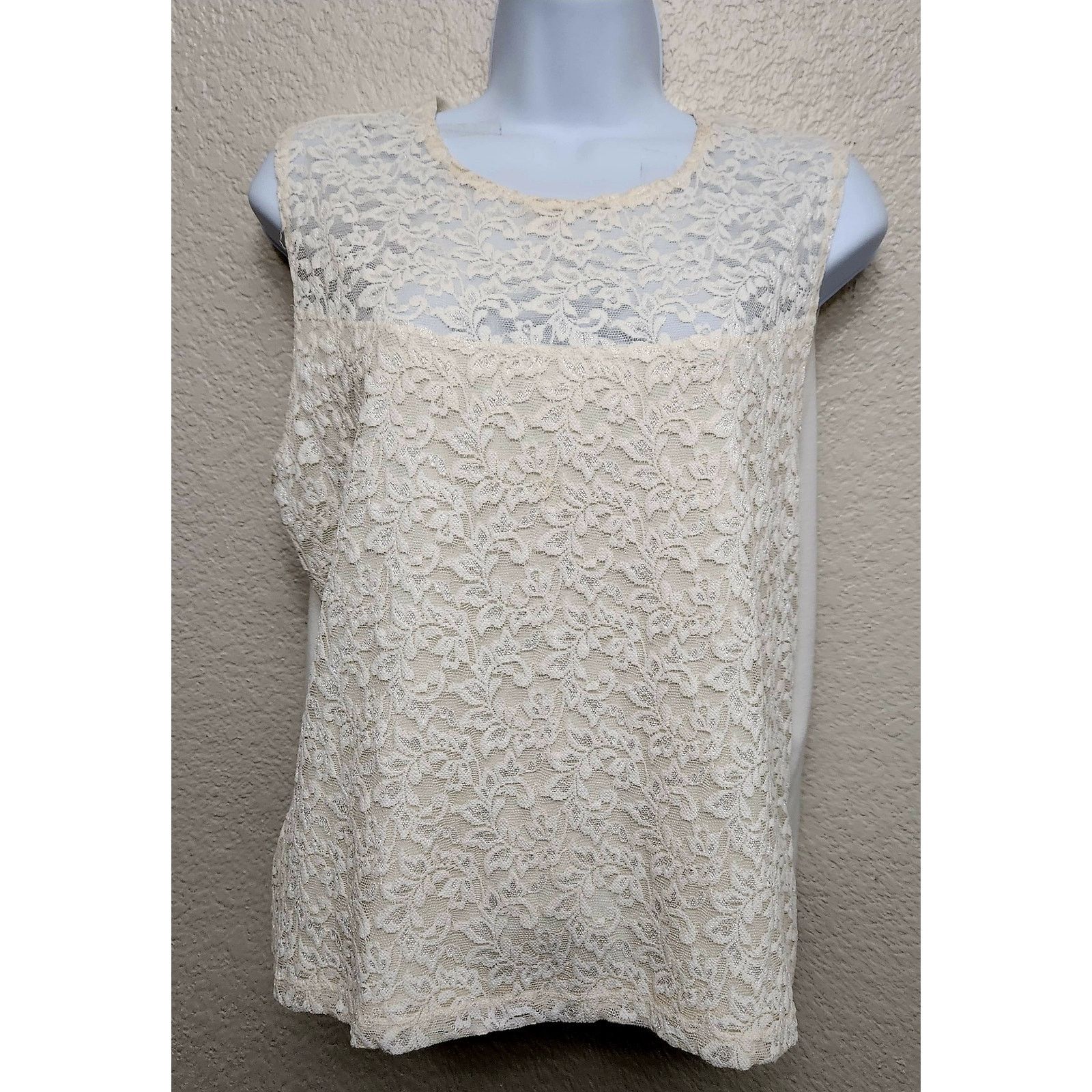 Other Vintage Clearwater Creek Ivory Lace Lined Sleeveless Top L Size L / US 10 / IT 46 - 1 Thumbnail