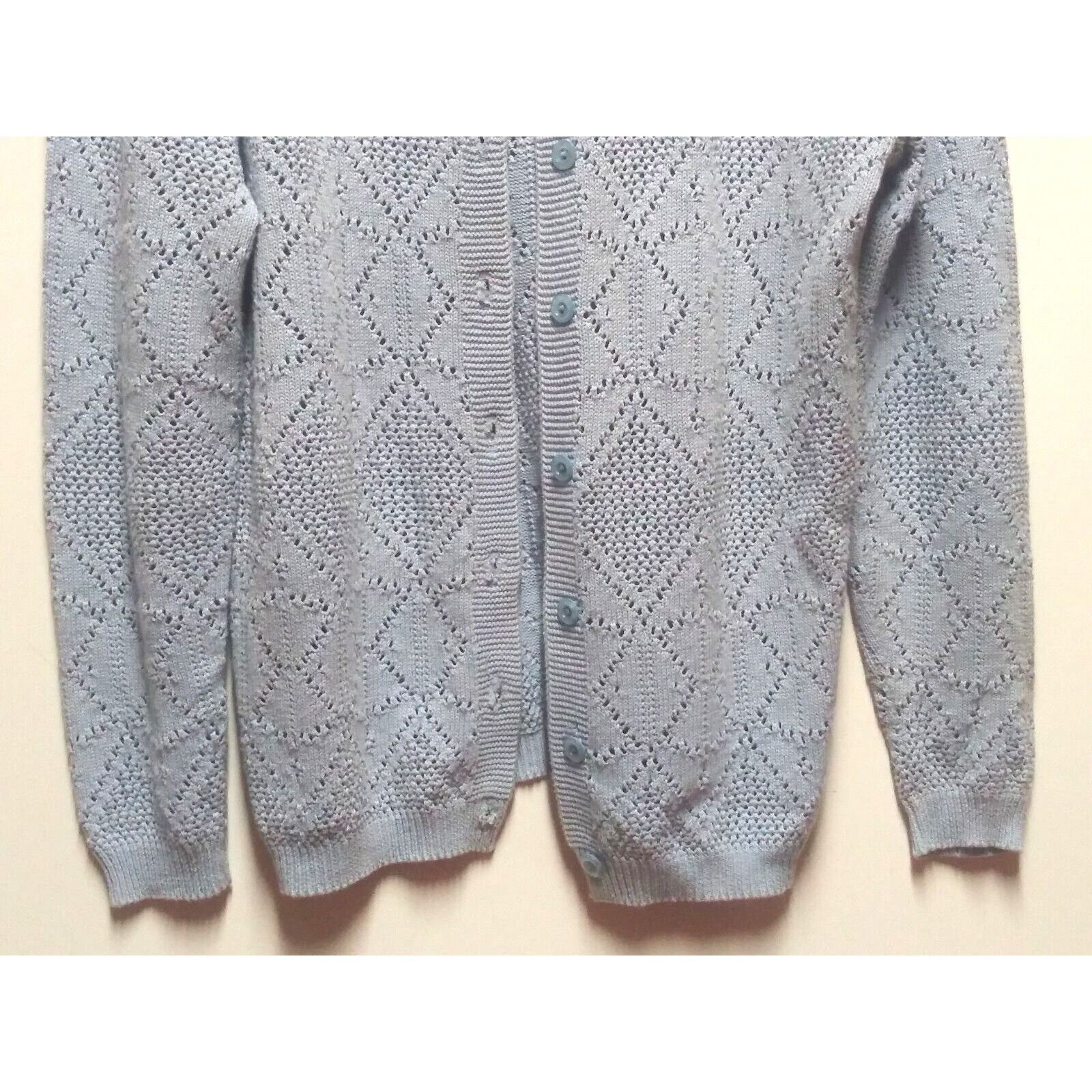 Vintage VINTAGE Sweater Cardigan British Vogue womens Sz M baby-blue Size M / US 6-8 / IT 42-44 - 4 Thumbnail