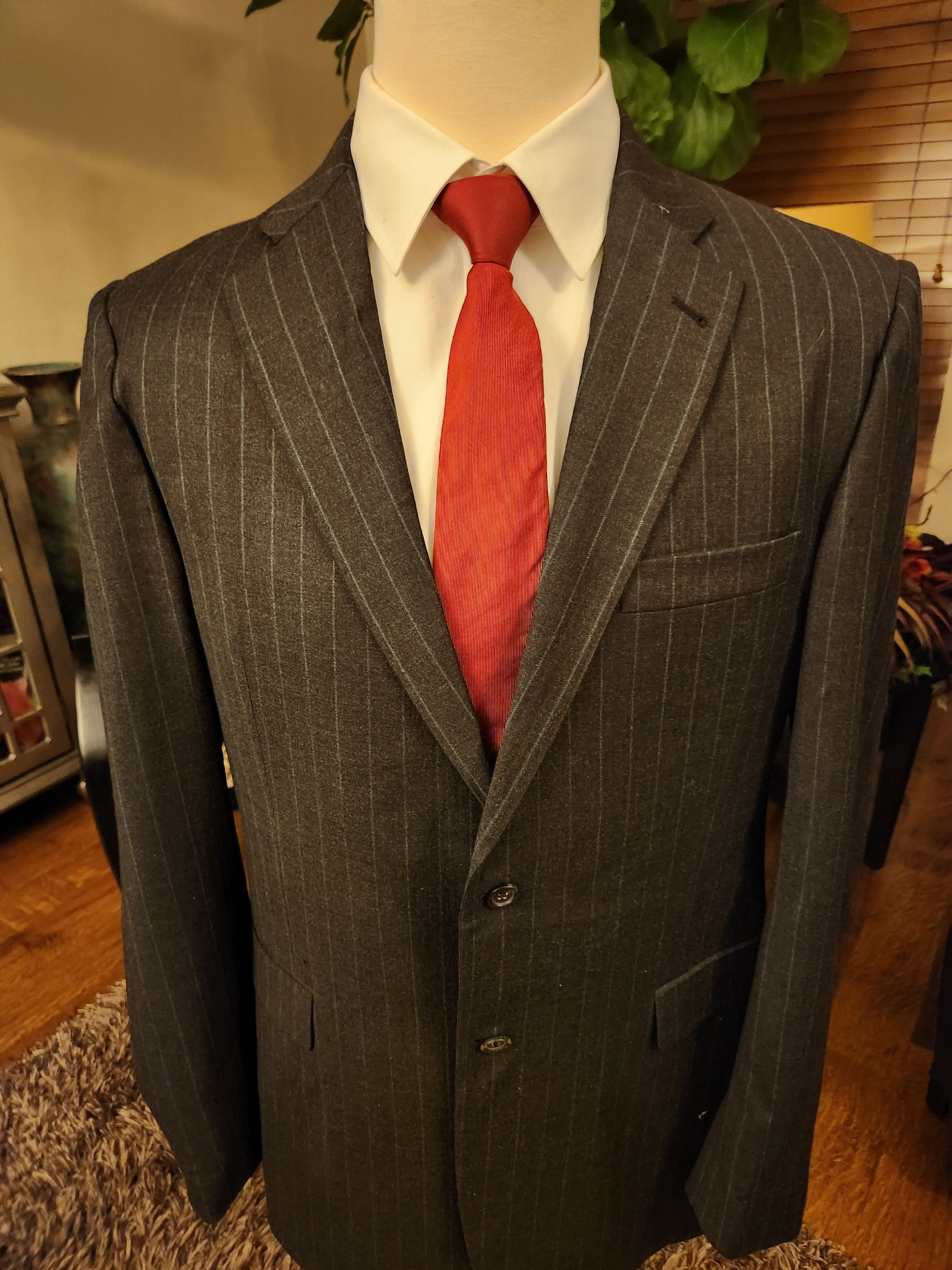 Burberry Men's 100% Wool Gray Pin Striped Designed Blazer Size 42L - 1 Thumbnail