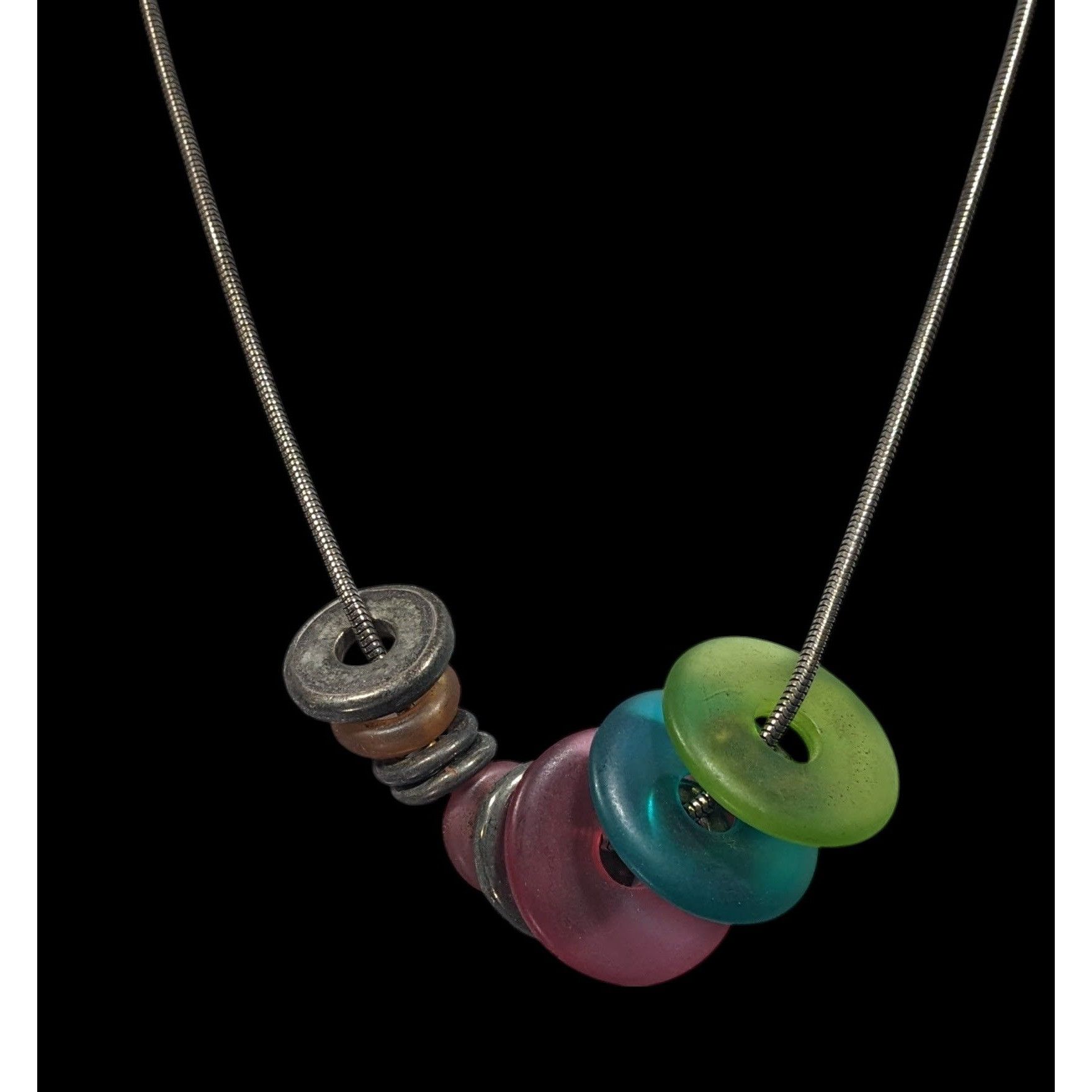 Other Rainbow And Silver Tone Slide Disc Charm Necklace Size ONE SIZE - 5 Thumbnail