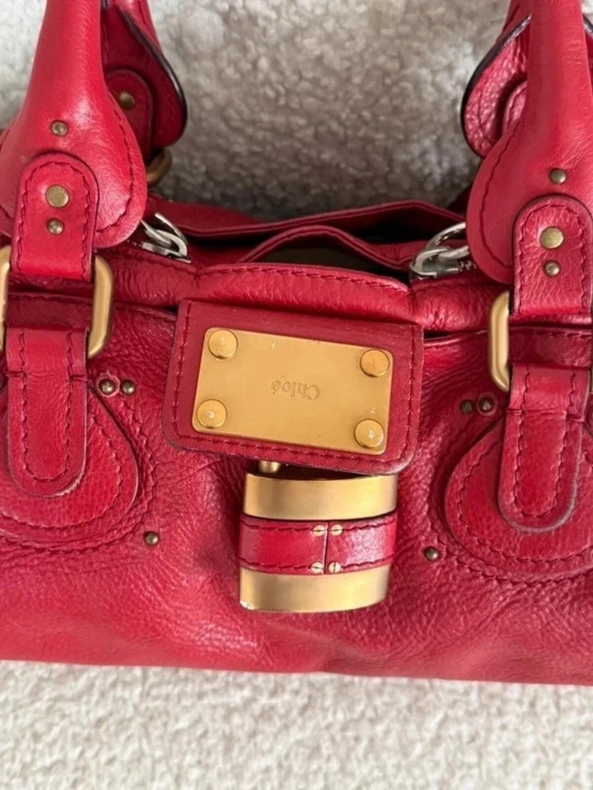 chloma Chloé Paddington leather handbag in red Size ONE SIZE - 10 Thumbnail