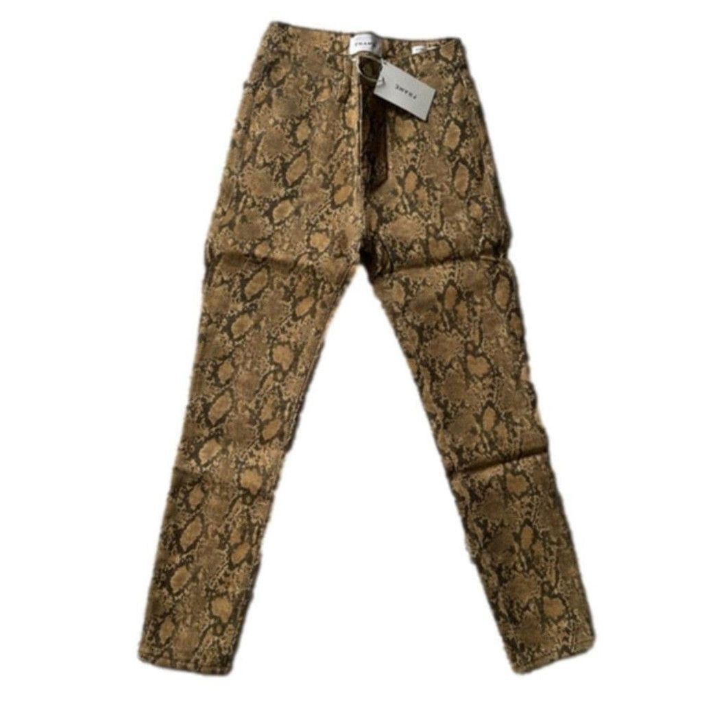 Frame Frame Le High Skinny Crop High Rise Snake Brown Jean Size 25 Size 25" / US 0 / IT 36 - 5 Thumbnail