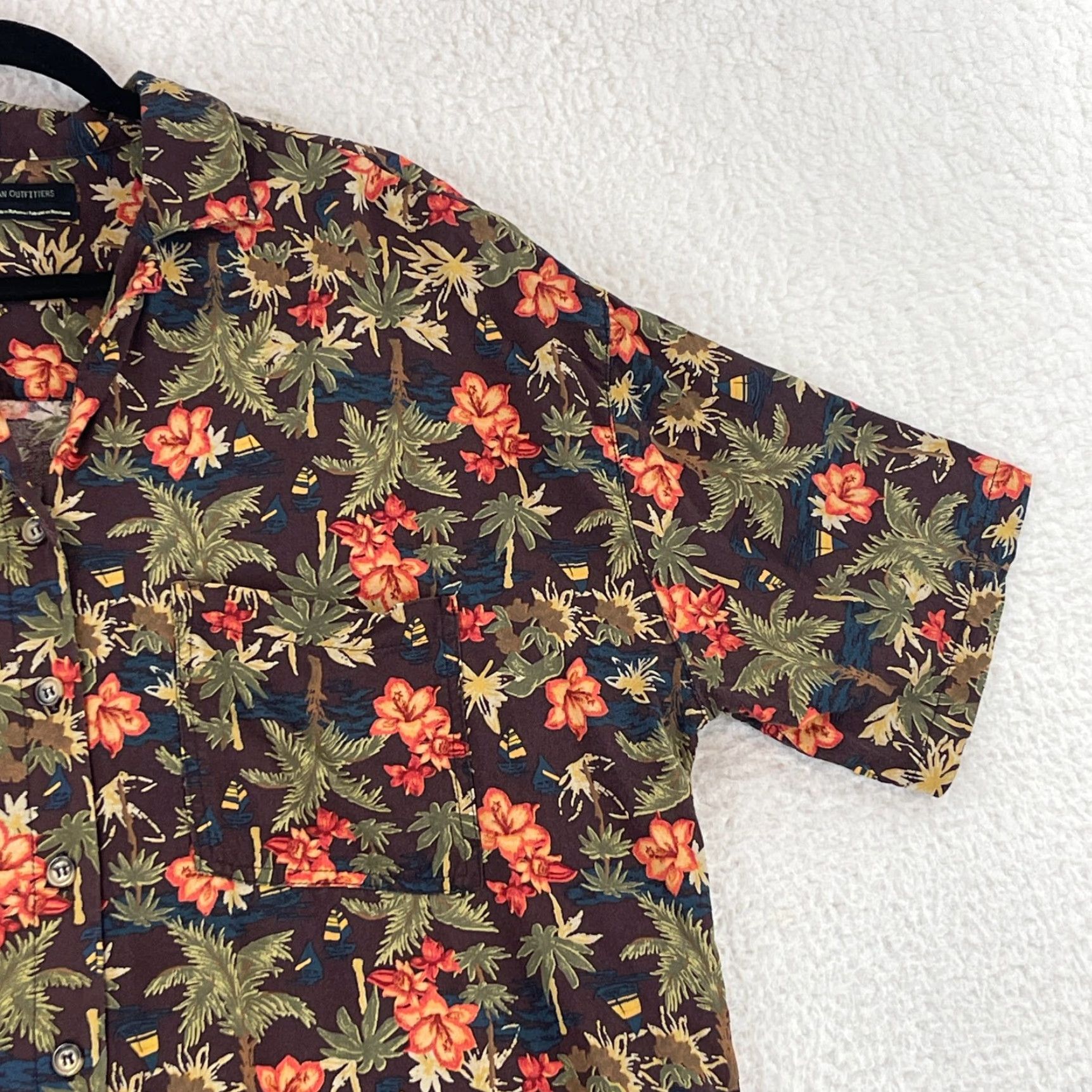 Urban Outfitters Urban Outfitters Morgan Palm Print Shirt Womens Large Brown Oversized Button-Up Size L / US 10 / IT 46 - 4 Thumbnail
