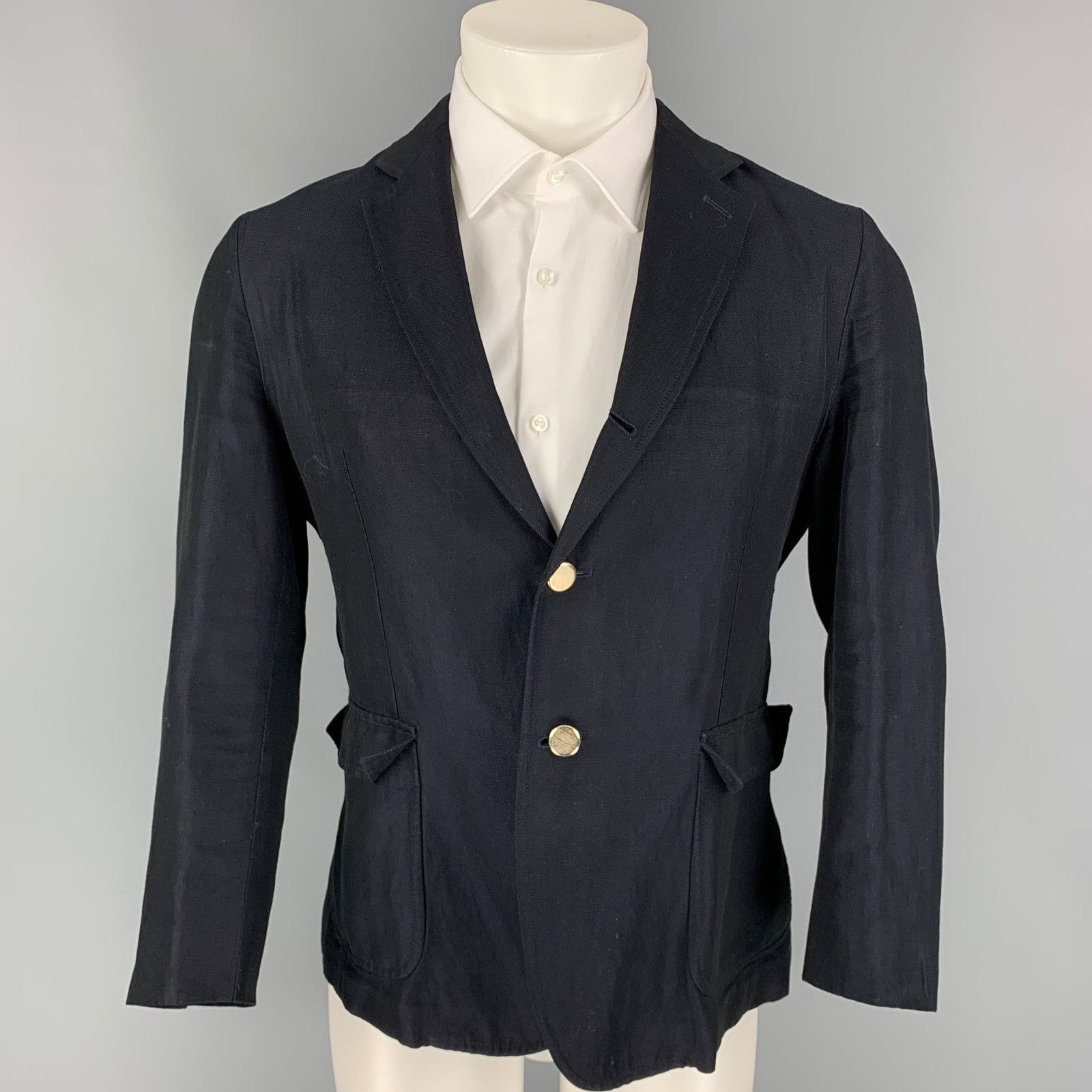 BAND OF OUTSIDERS Size 40 Navy Cotton / Linen Sport Coat
