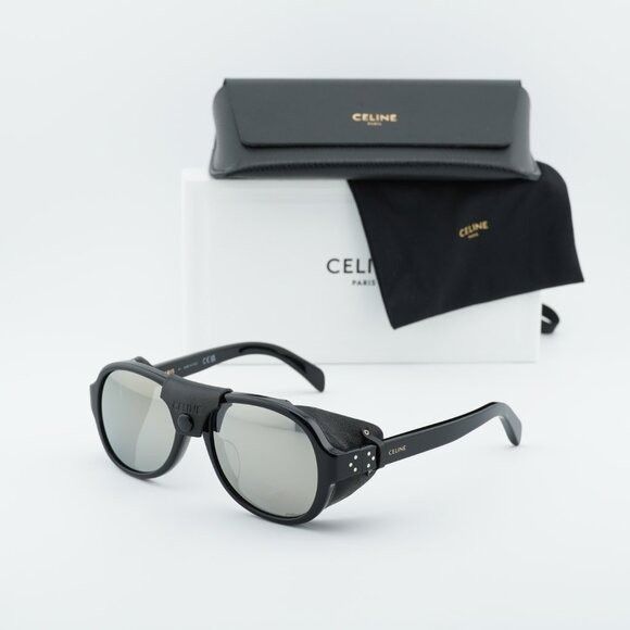 Celine Celine CL40301U 01C Sunglasses Black Square Frame, Smoke Size ONE SIZE - 1 Thumbnail