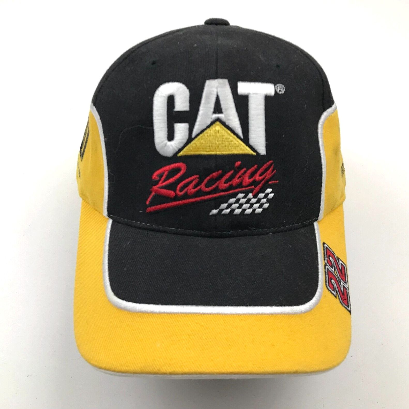 Caterpillar Caterpillar Hat Cap Stretch Fit Black Yellow Embroidered Cat  Adult Workwear Work