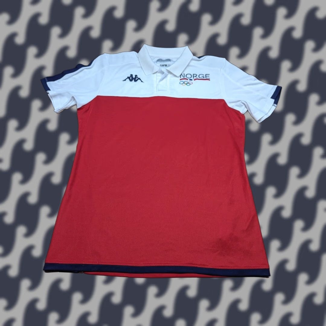 Kappa Kappa GARA Norge Norway Olympic Logo Polo Shirt Men's M Red White Polo Shirt T-Shirt Mens Size US M / EU 48-50 / 2 - 1 Thumbnail