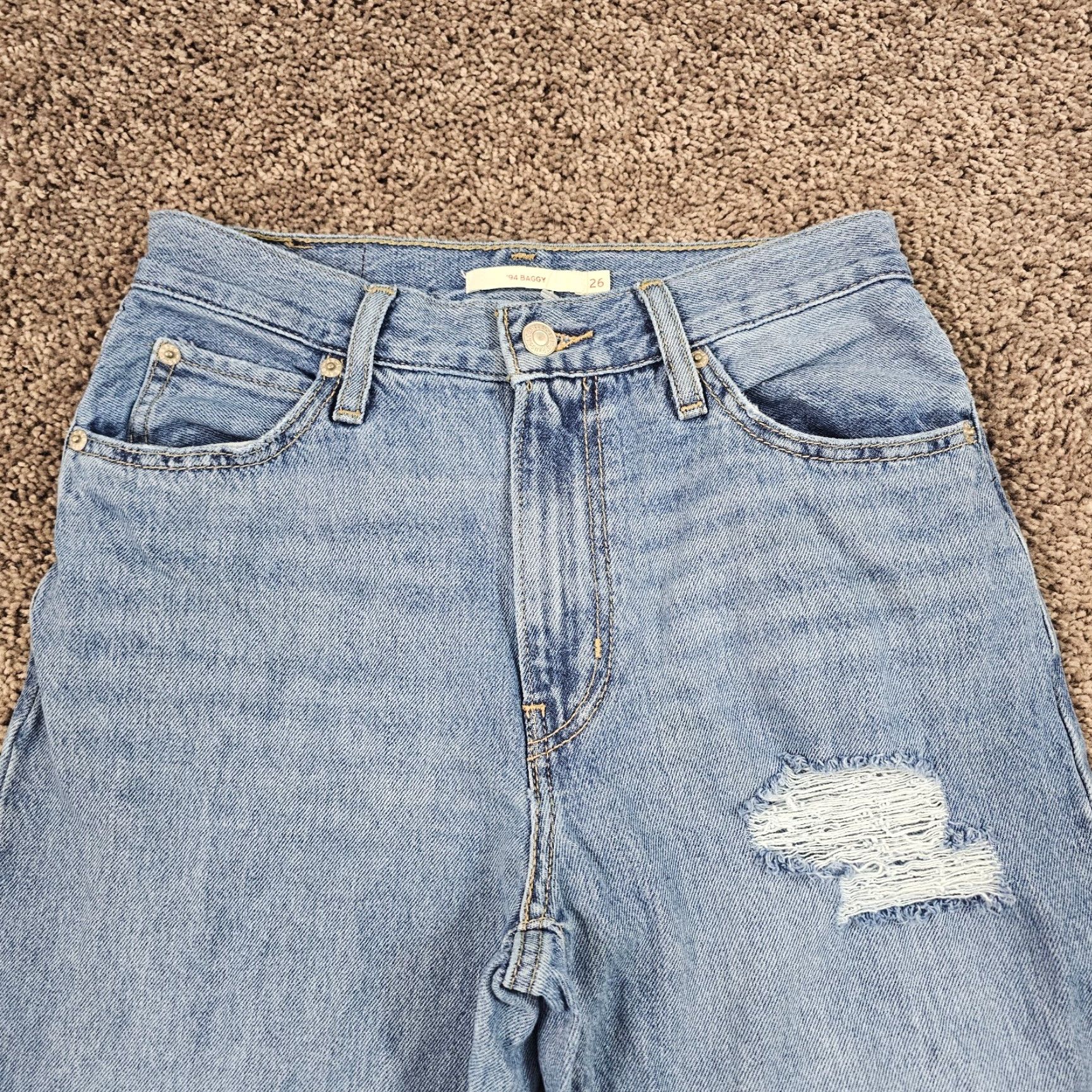 Levi's Levi's 94 Baggy Jeans Women 24 High Rise 100% Cotton Distressed Denim 25x31 Baggy Jeans 90s Levi's Women High Rise Distressed Denim 100% Cotton 25x31 Size 42" / US 20 - 2 Thumbnail