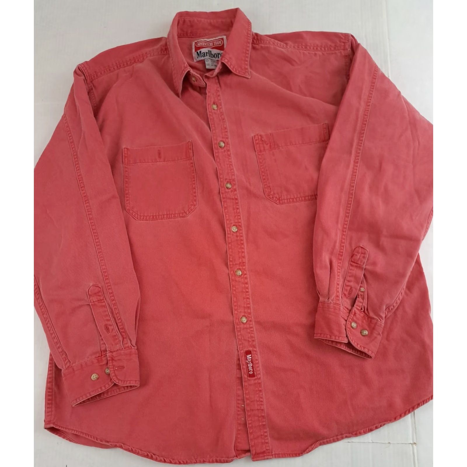 Marlboro VINTAGE Marlboro Adventure Team Canvas Full Button Salmon Shirt 1X Size US XL / EU 56 / 4 - 4 Thumbnail