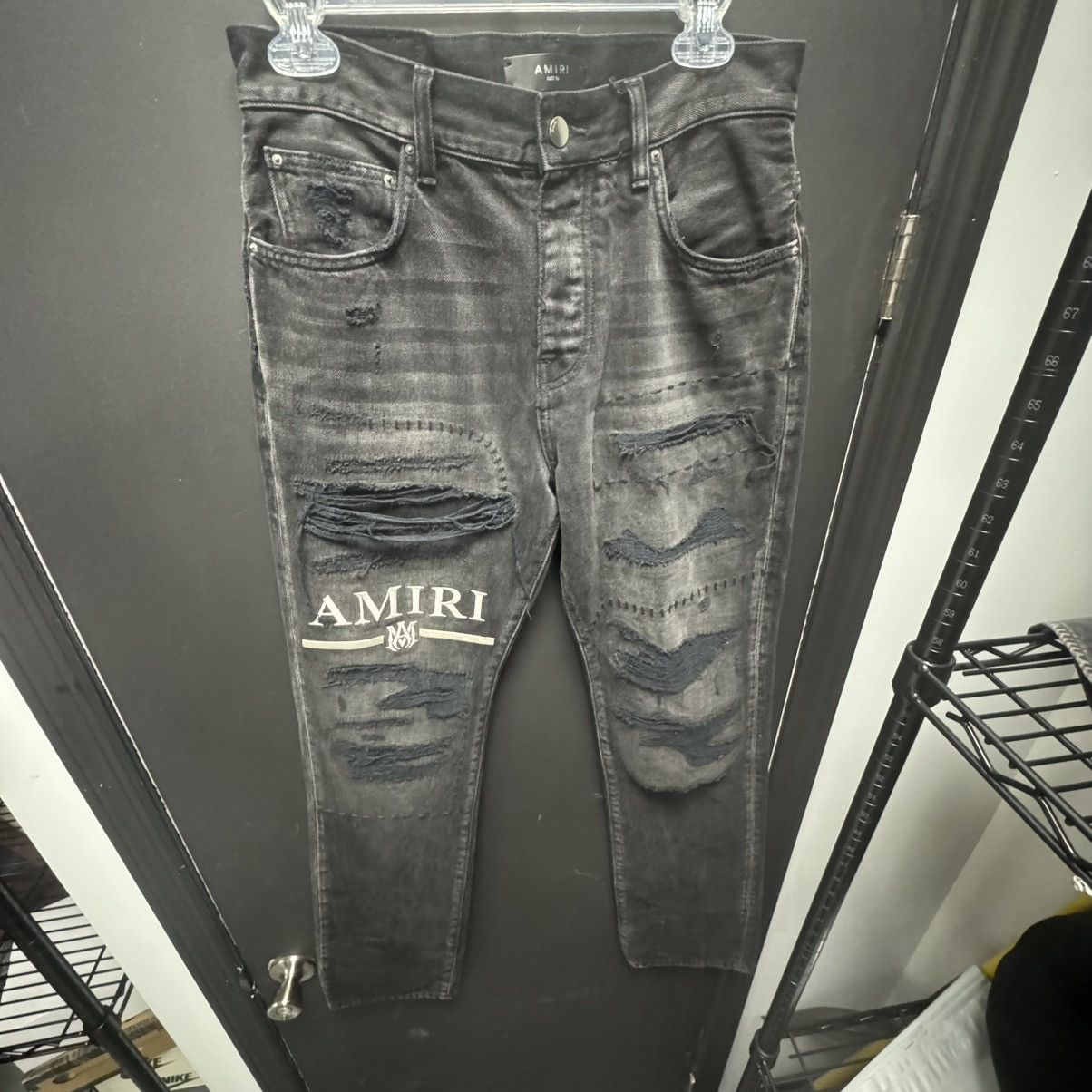 Amiri AMIRI Ma Bar Logo Straight Jean Black Size US 29 - 1 Thumbnail