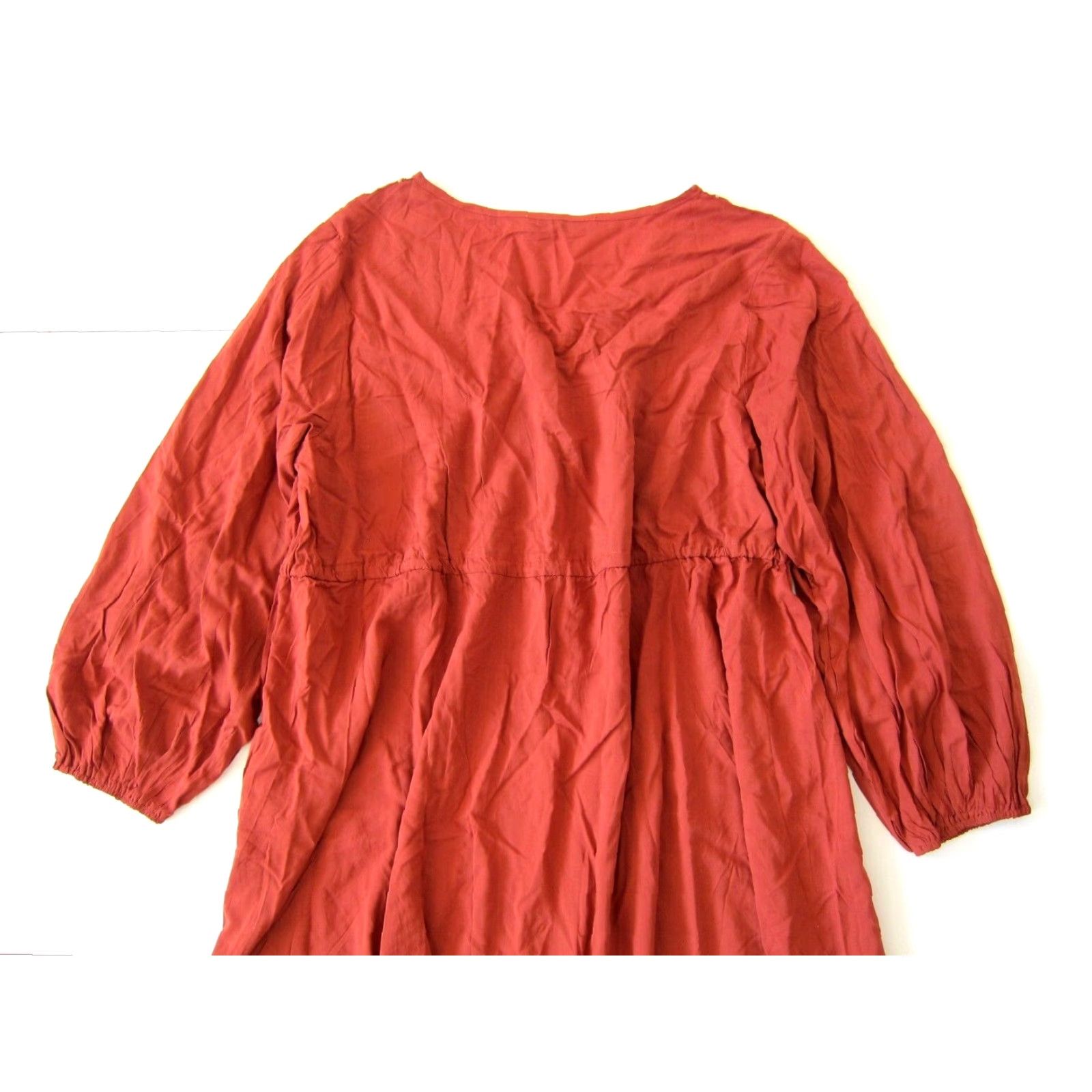 Vintage NWT Rusttydustty 100% Rayon Orange Ivory Embroidered Long Sleeve Maxi Dress 3XL Size XXL / US 16-18 / IT 52-54 - 5 Thumbnail