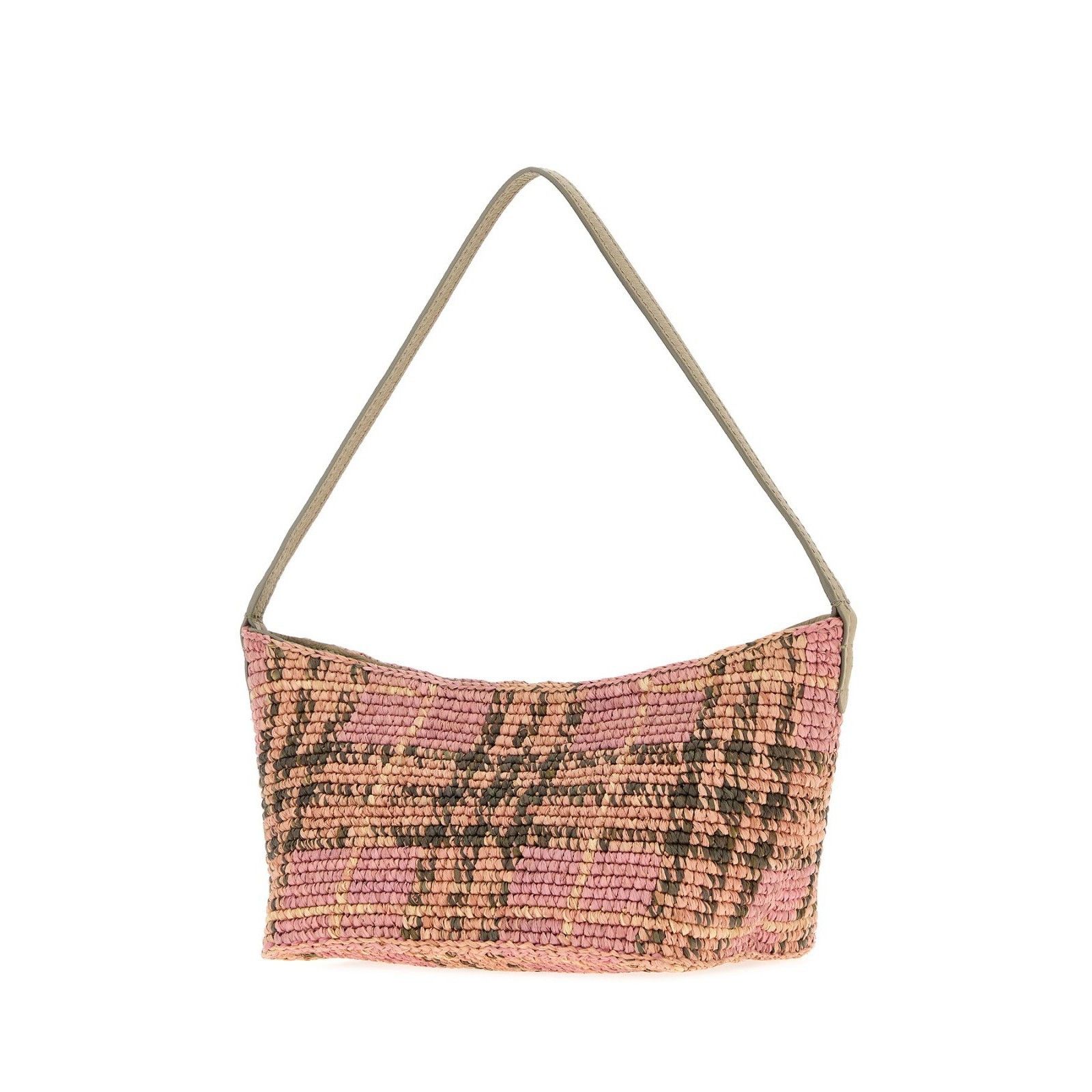 Burberry BURBERRY Mini Margate Pink Embroidered Raffia Shoulder Bag N Size ONE SIZE - 2 Thumbnail