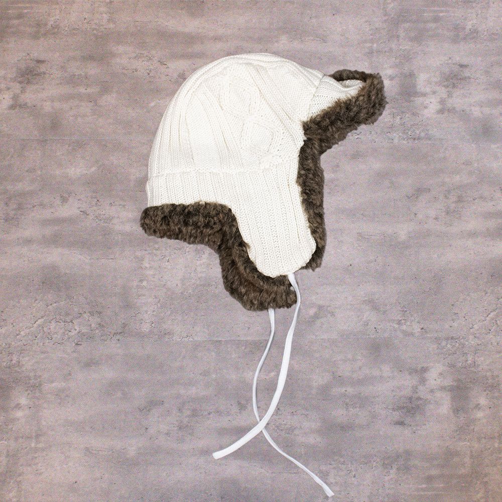 Vintage Vintage VTG Y2K 2000's Denver Hanyes Knitted Cream Ushanka Size ONE SIZE - 2 Thumbnail